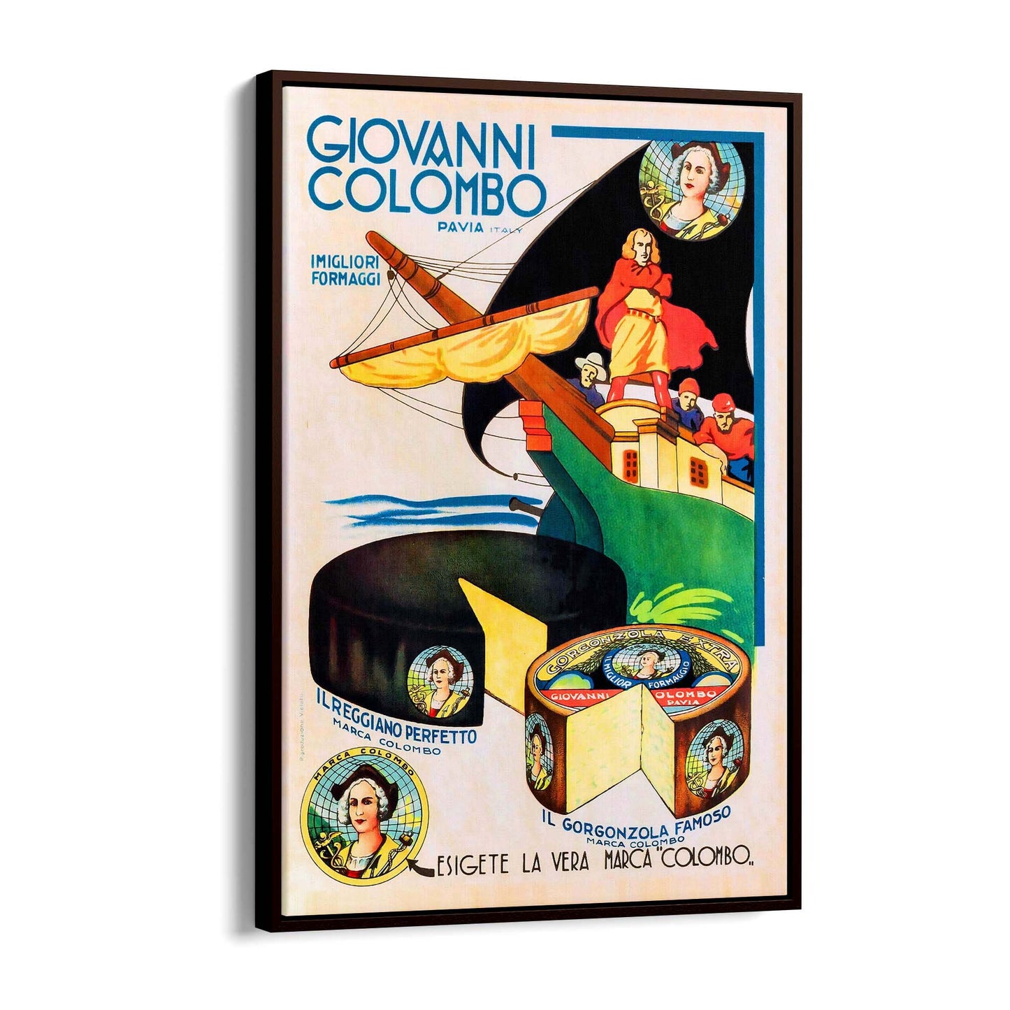 Giovanni Columbo Italian Cheese Vintage Food Advert Wall Art - The Affordable Art Company