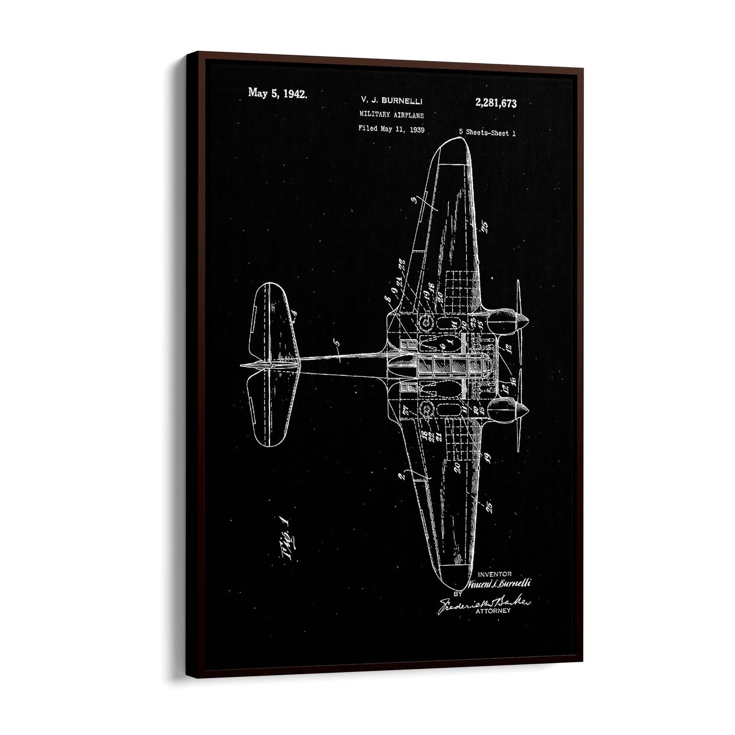 Airplane Patent Vintage Minimal Man Cave Wall Art #4 - The Affordable Art Company