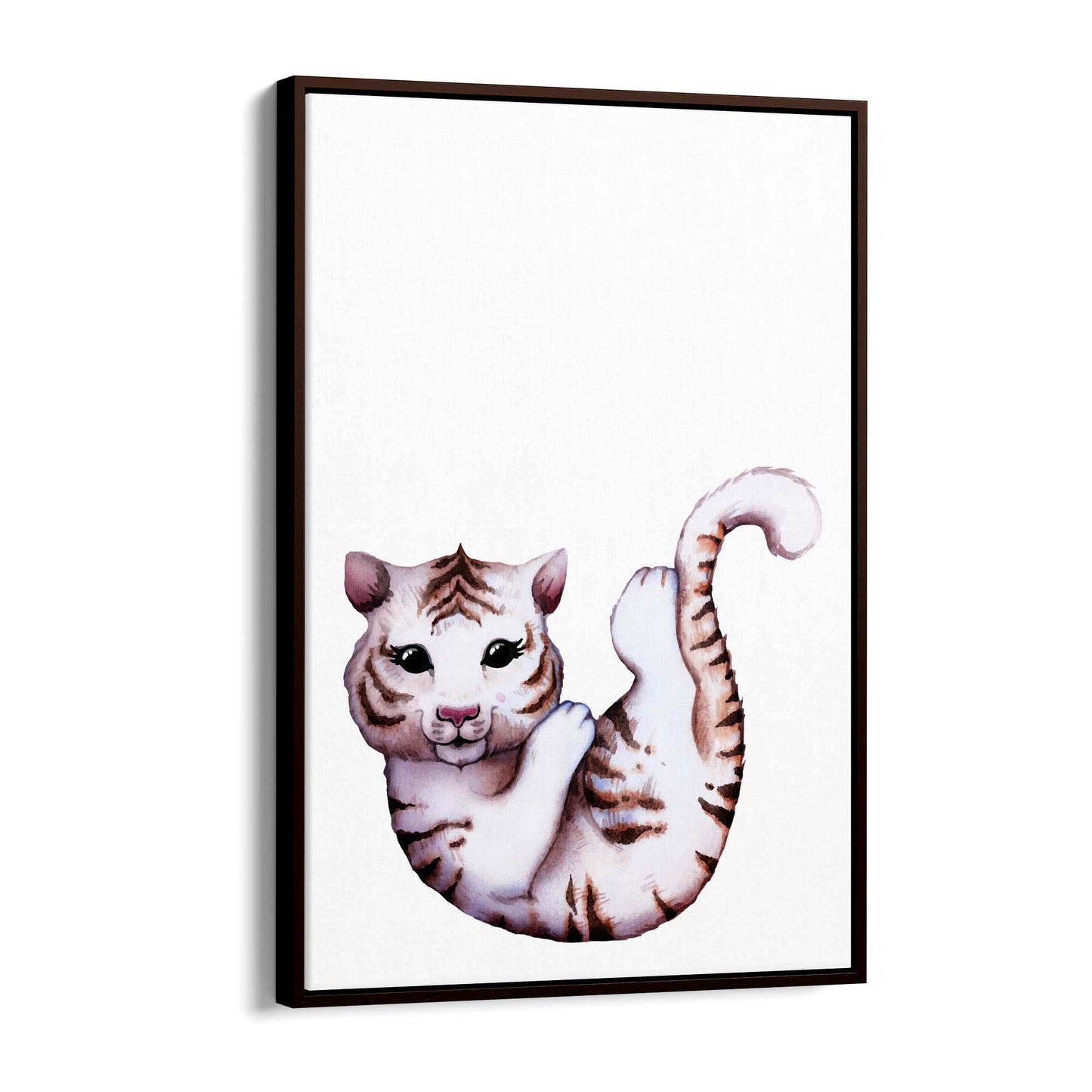 Cartoon White Tiger Cute Nursery Baby Animal Art - The Affordable Art Company