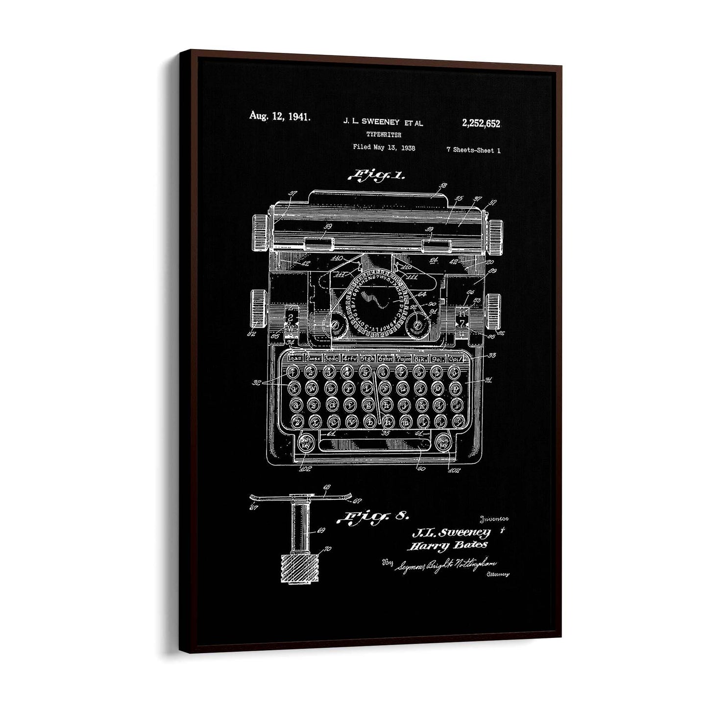 Vintage Typewriter Black Patent Wall Art #3 - The Affordable Art Company