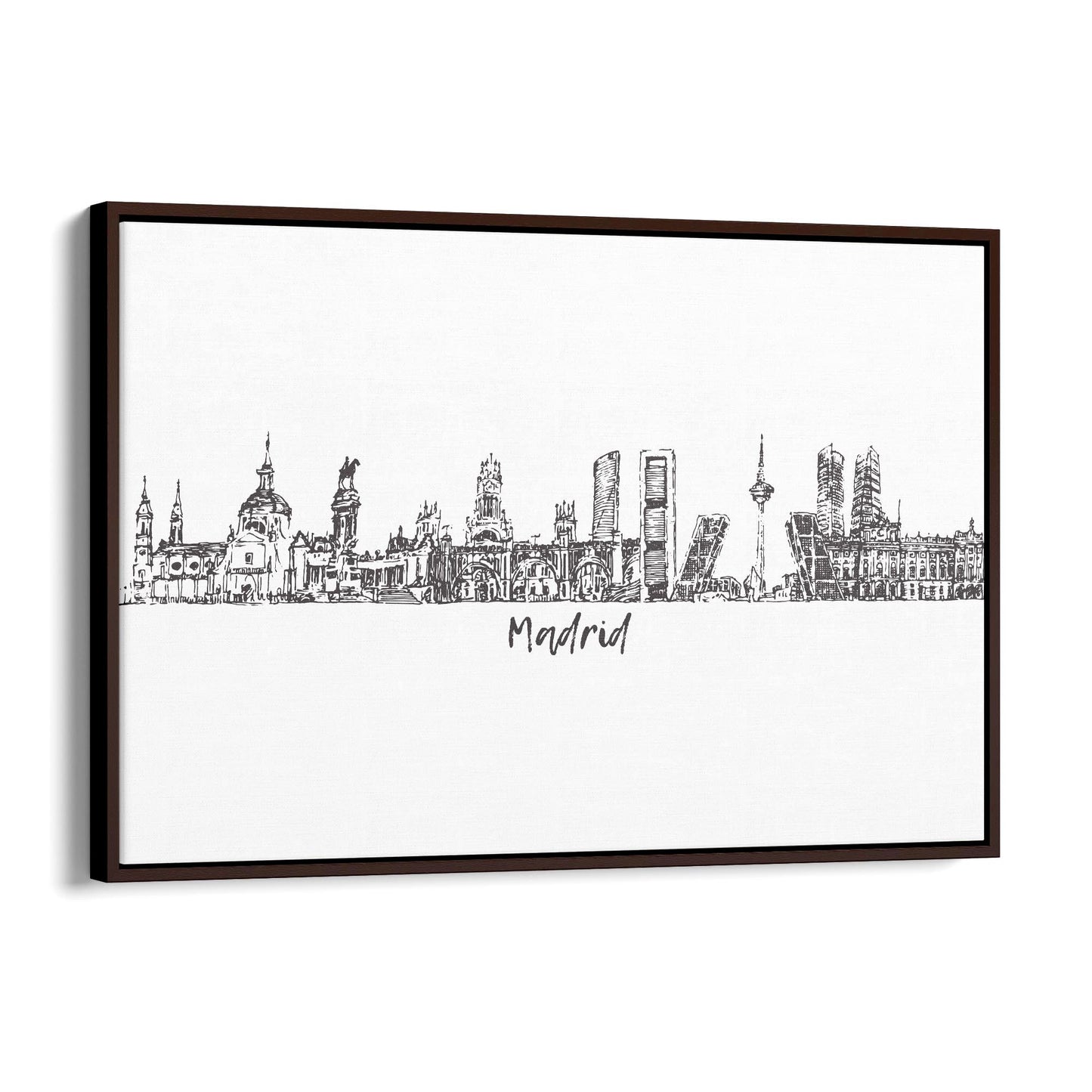 Madrid Spain Cityscape Drawing Travel Wall Art - The Affordable Art Company