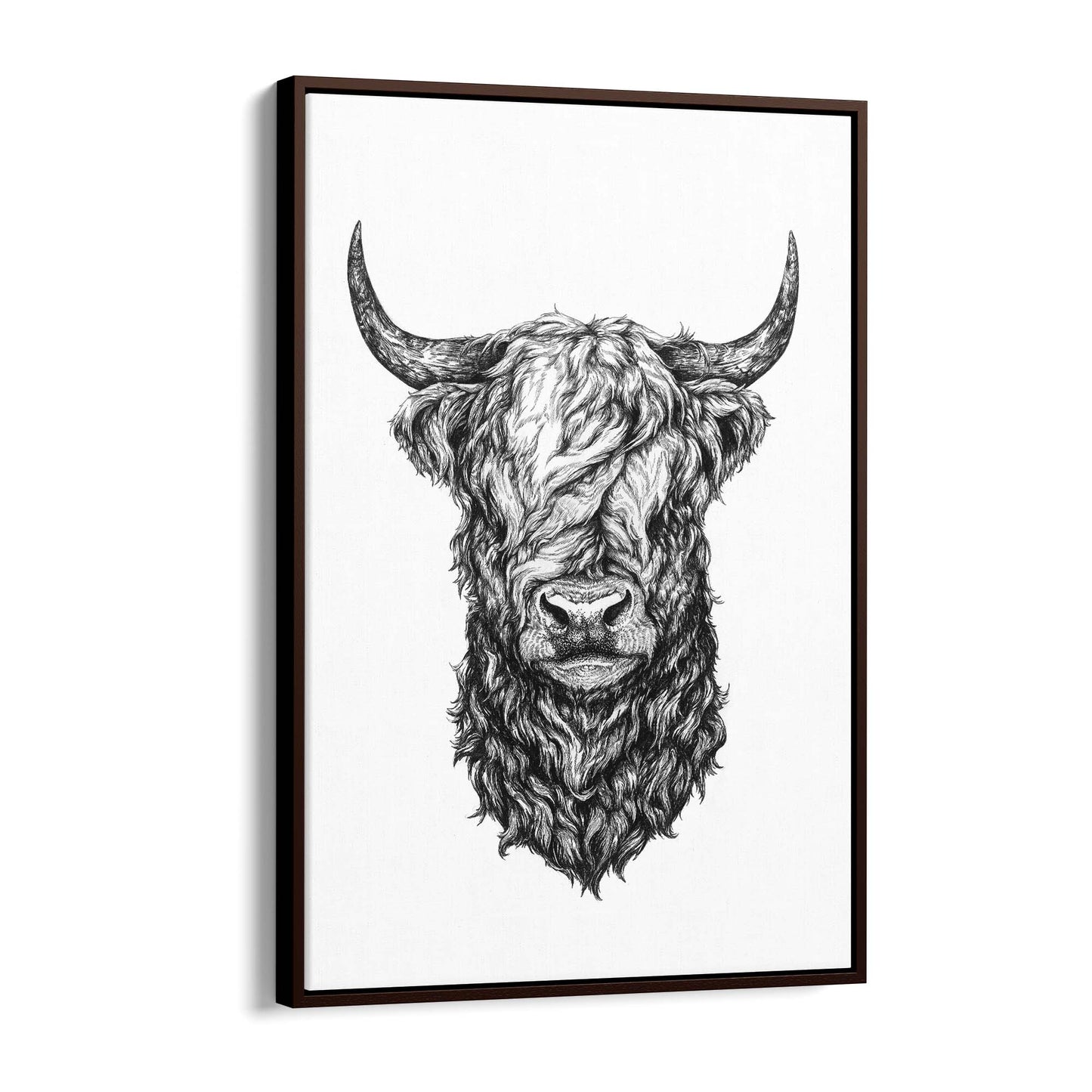 Highland Cow Detailed Head Drawing Wall Art - The Affordable Art Company