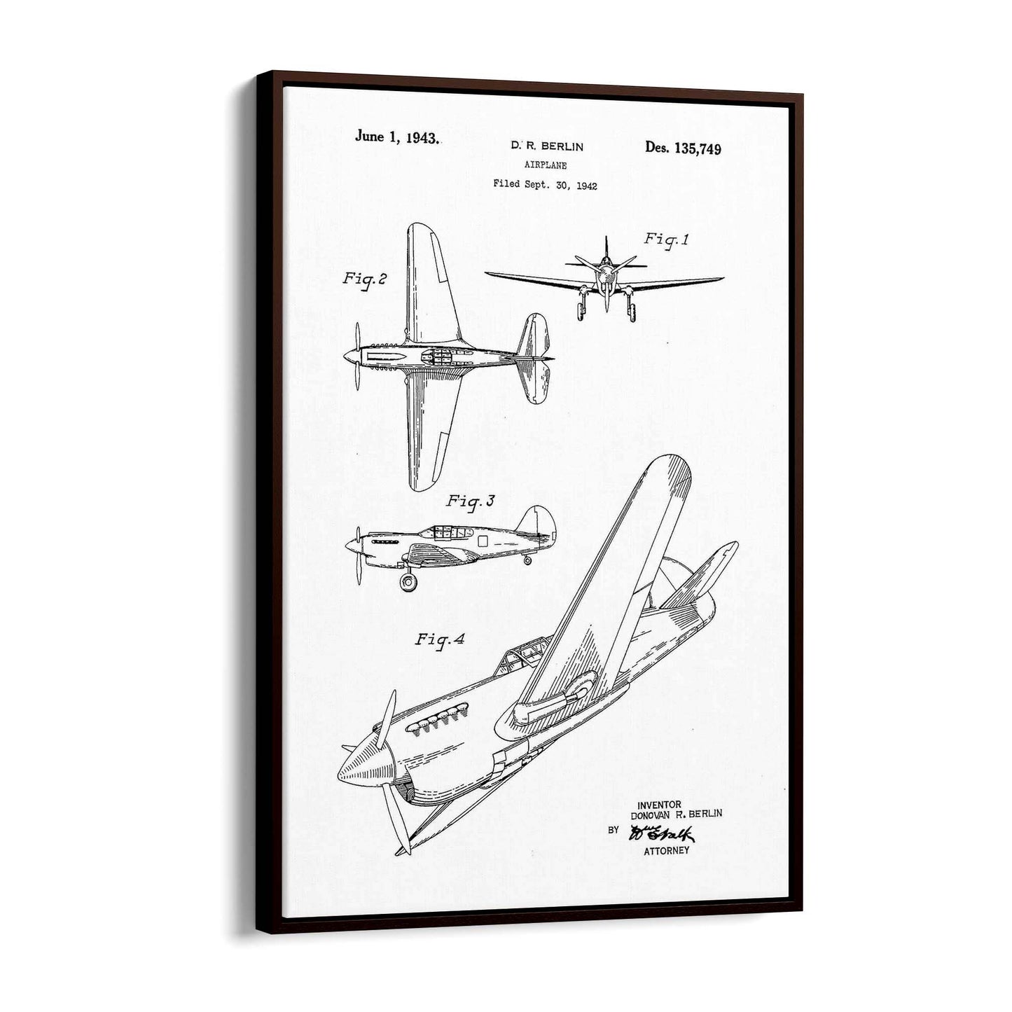 Airplane Patent Vintage Minimal Man Cave Wall Art #7 - The Affordable Art Company