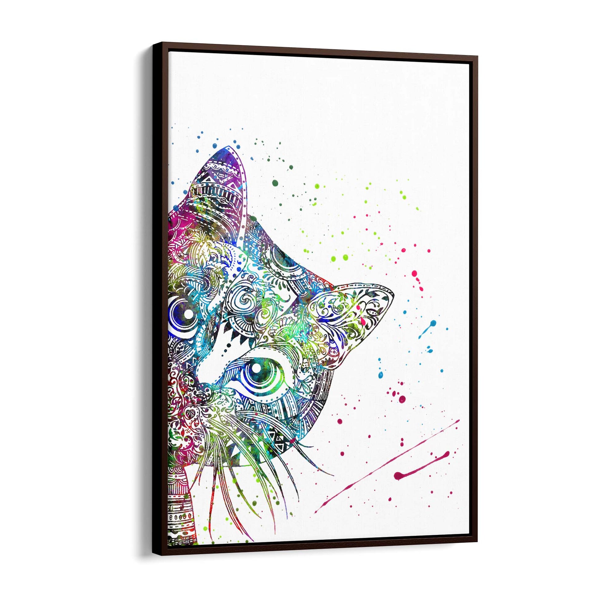 Cat Mandala Cute Animal Pattern Wall Art - The Affordable Art Company