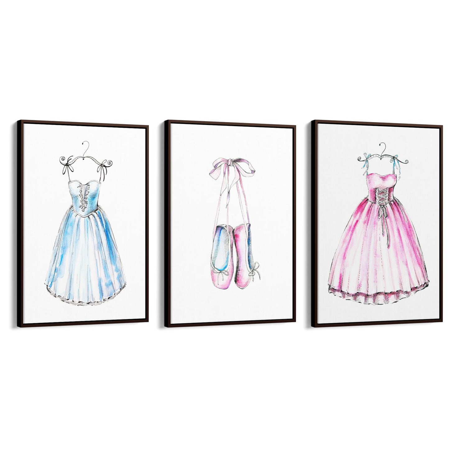 Set of Cute Ballerina Girls Bedroom Ballet Wall Art - The Affordable Art Company