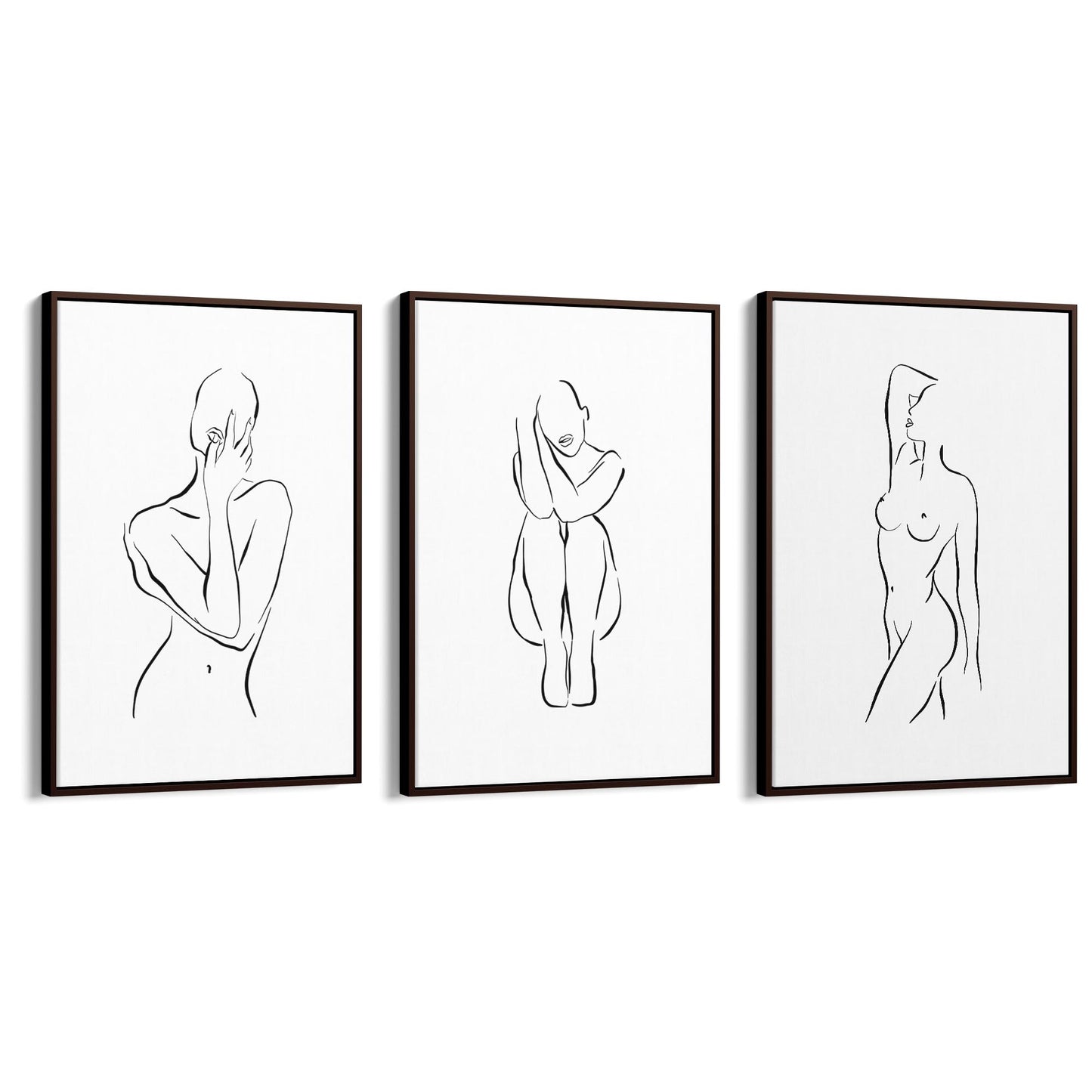 Set of Nude Body Drawing Female Minimal Wall Art #3 - The Affordable Art Company
