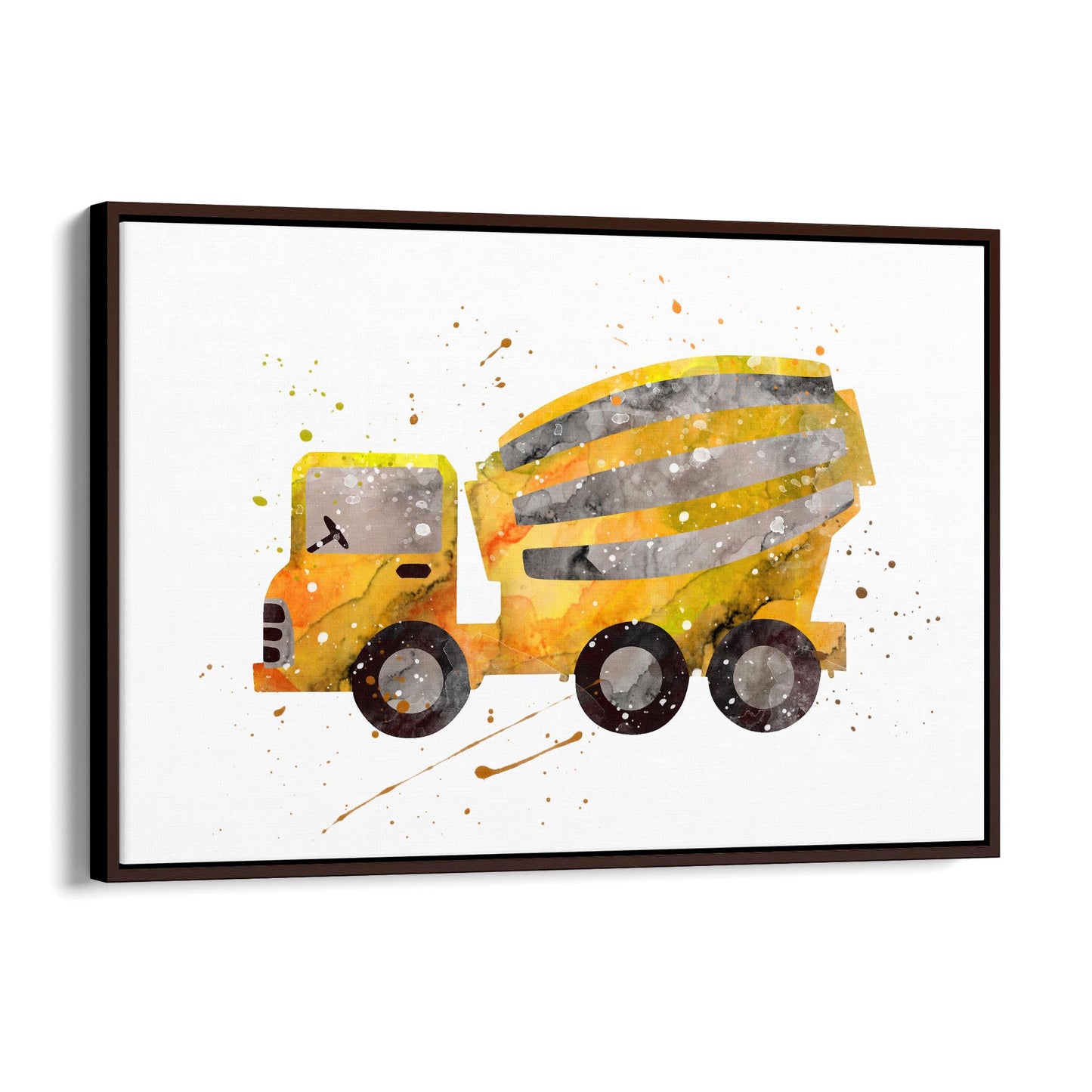 Yellow Mixer Truck Boys Bedroom Nursery Wall Art - The Affordable Art Company