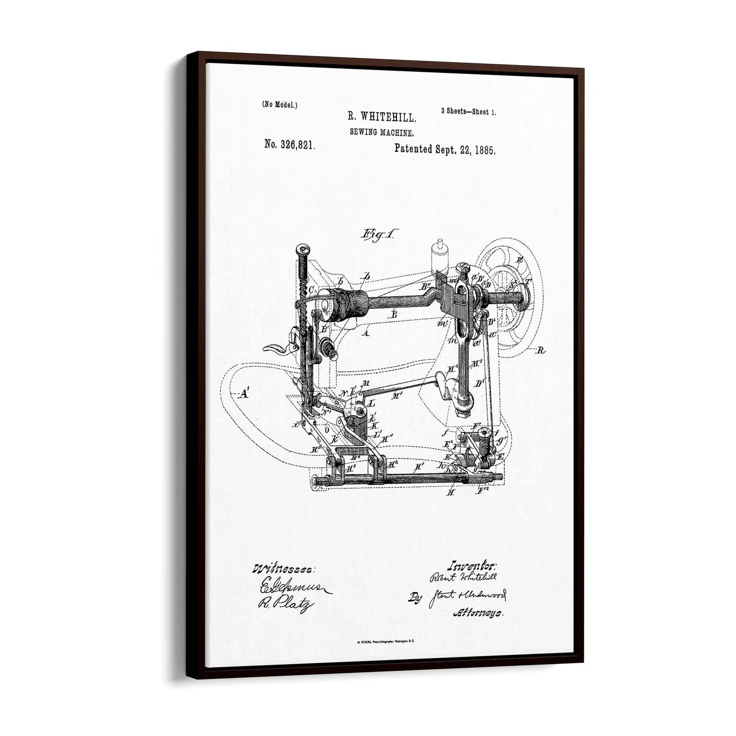 Vintage Sewing Machine Patent Wall Art #2 - The Affordable Art Company