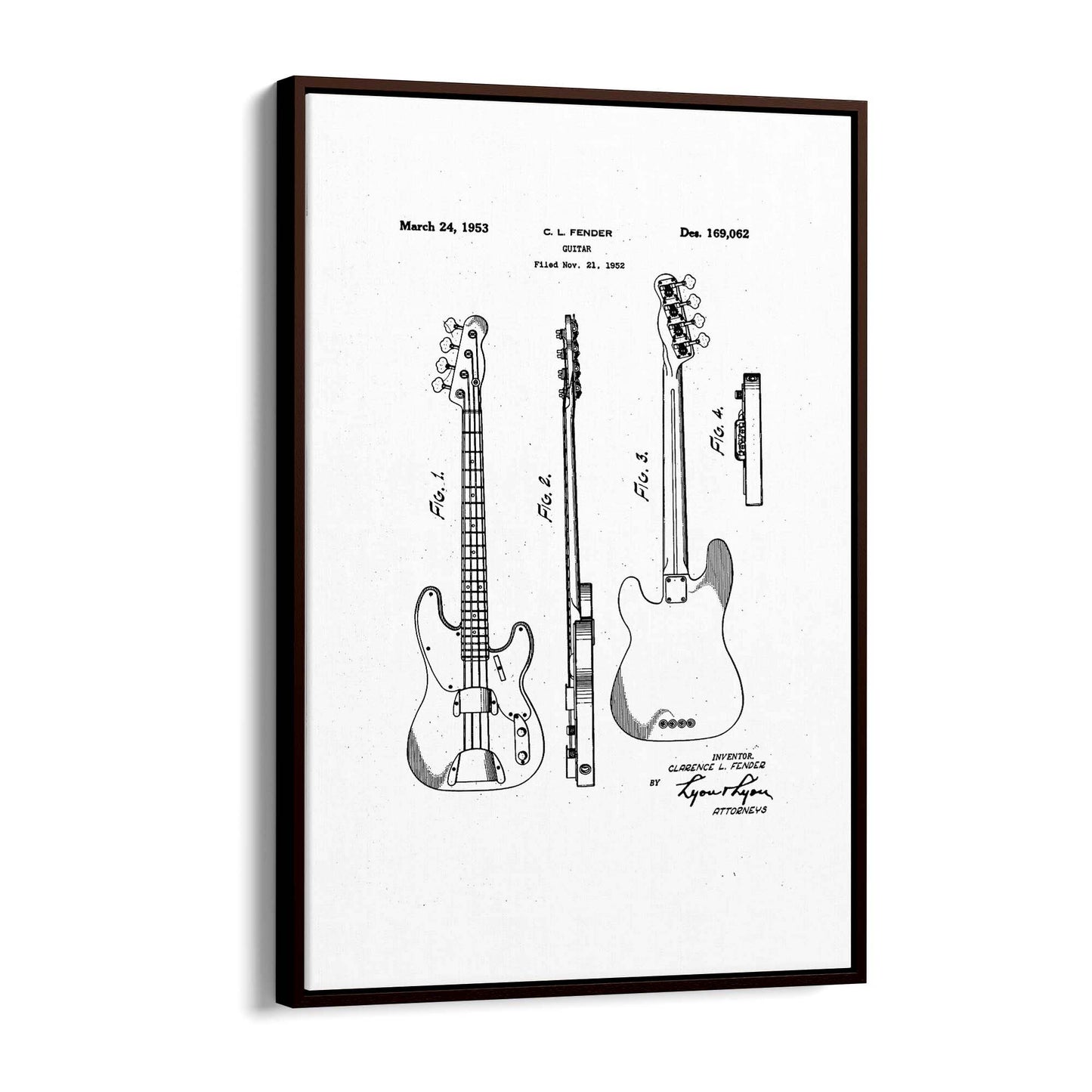 Fender Guitar White Patent Music Gift Wall Art - The Affordable Art Company