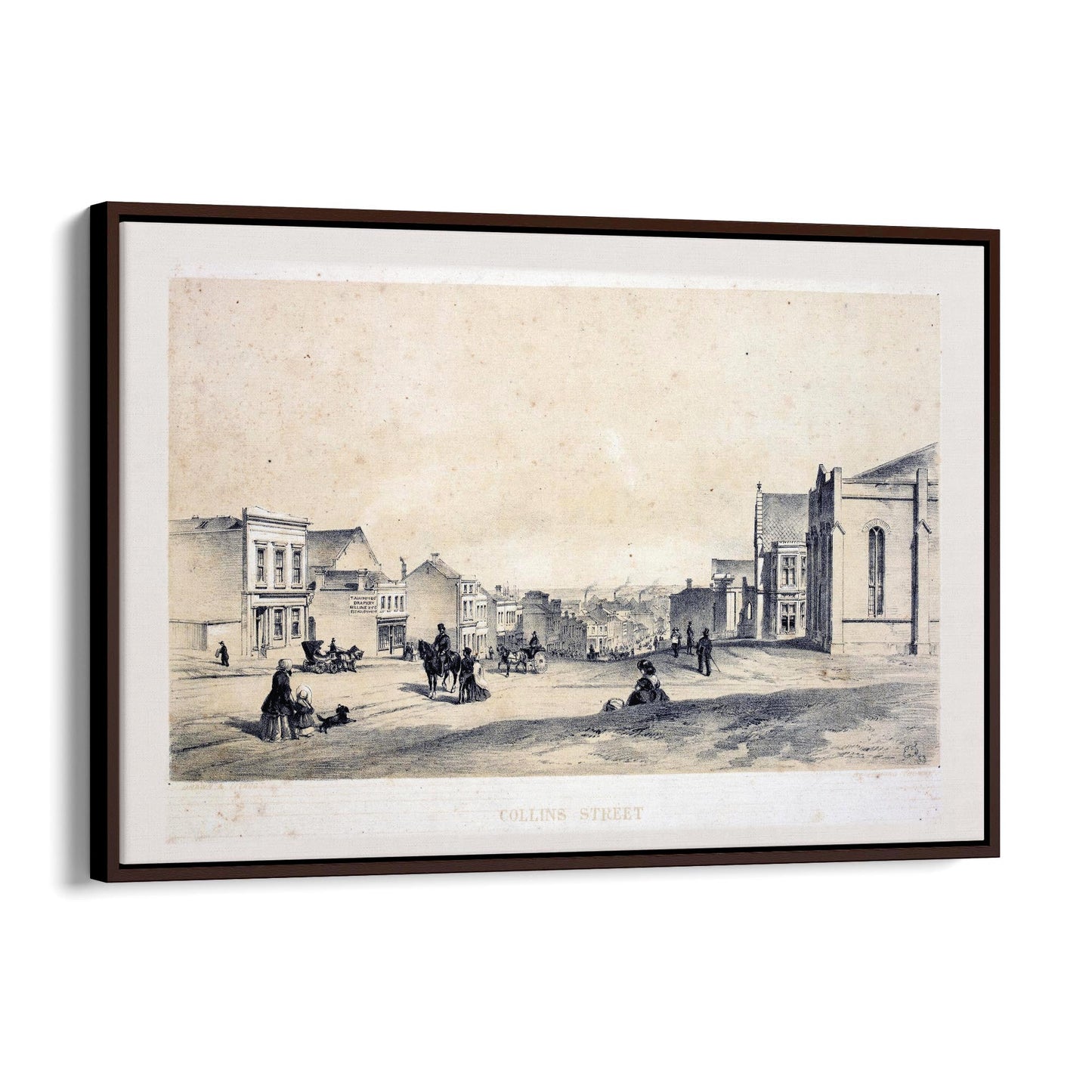 Collins St Melbourne Vintage Drawing Wall Art - The Affordable Art Company