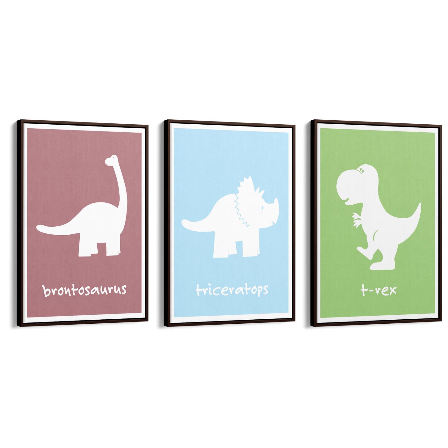 Set of Cartoon Dinosaur Nursery Bedroom Wall Art #2 - The Affordable Art Company