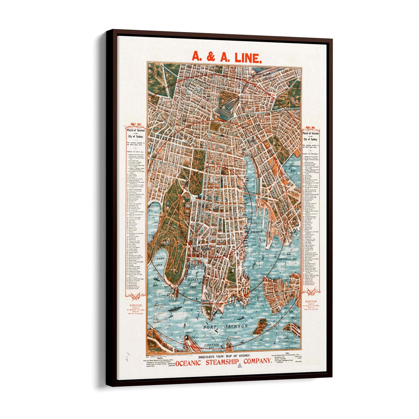 Sydney Vintage Map Australian Old Wall Art #3 - The Affordable Art Company