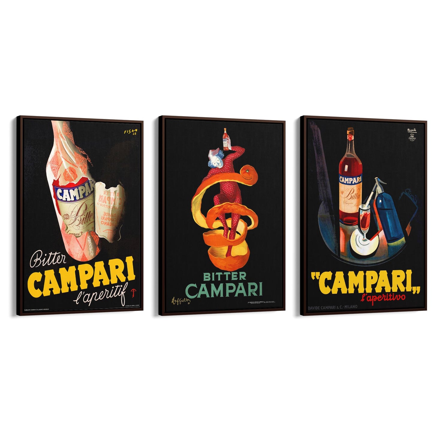 Set of Italian Campari Vintage Cafe Restaurant Art - The Affordable Art Company