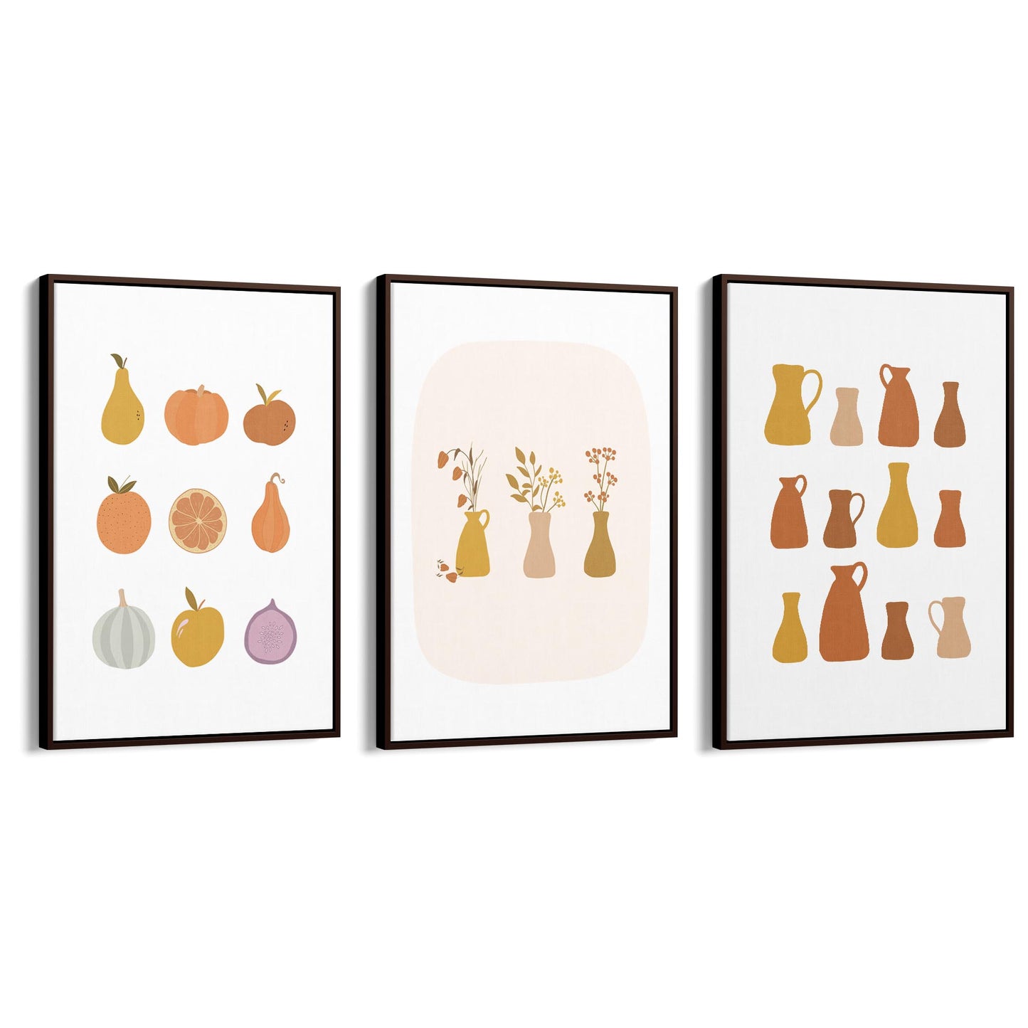 Set of 3 Terracotta Abstract Kitchen Wall Art - The Affordable Art Company