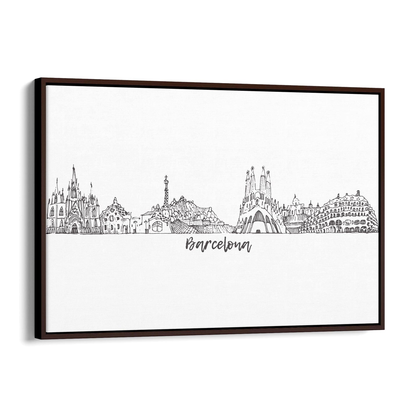 Barcelona Spain Minimal Drawing Cityscape Wall Art - The Affordable Art Company