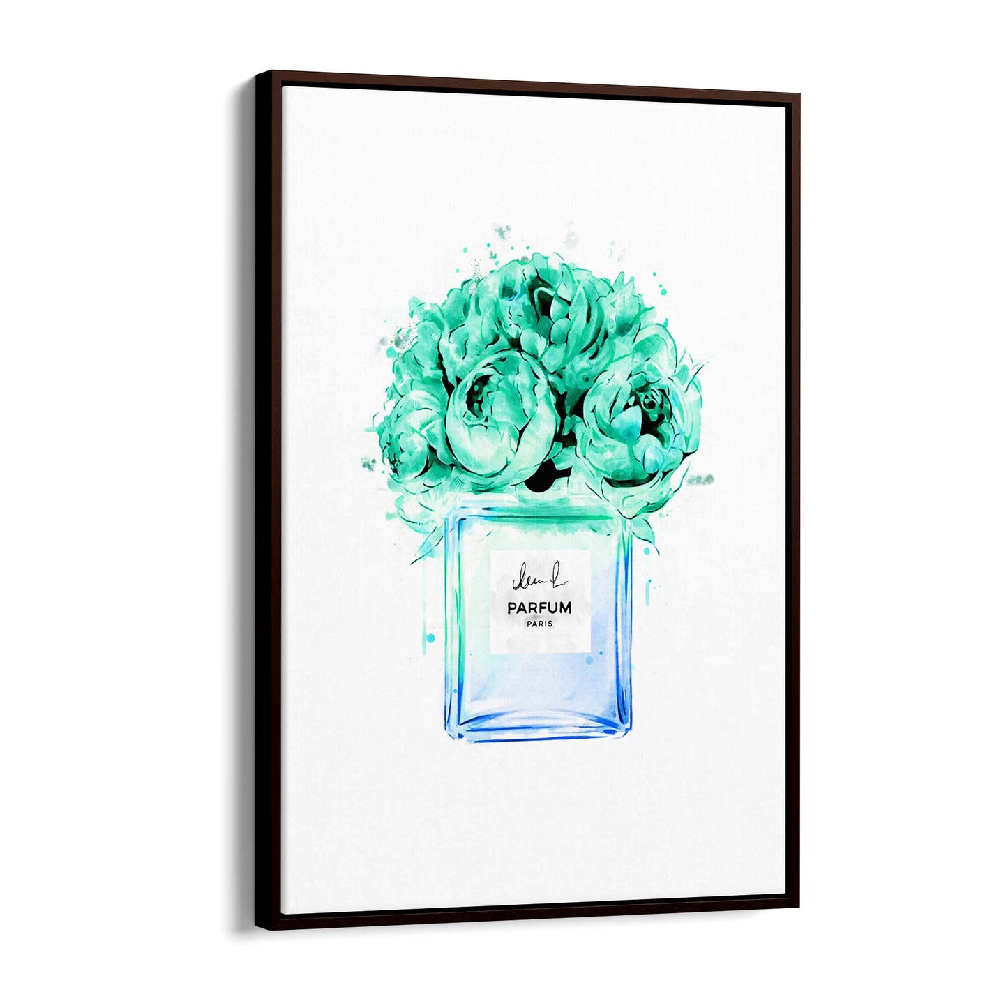 Teal Floral Perfume Bottle Fashion Wall Art #2 - The Affordable Art Company