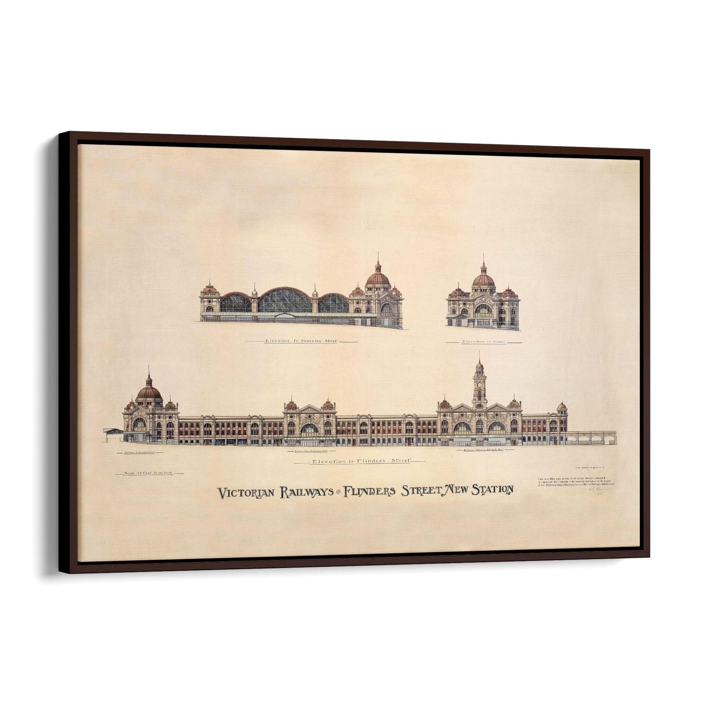 Flinders St Station Melbourne Vintage Drawing Art #1 - The Affordable Art Company