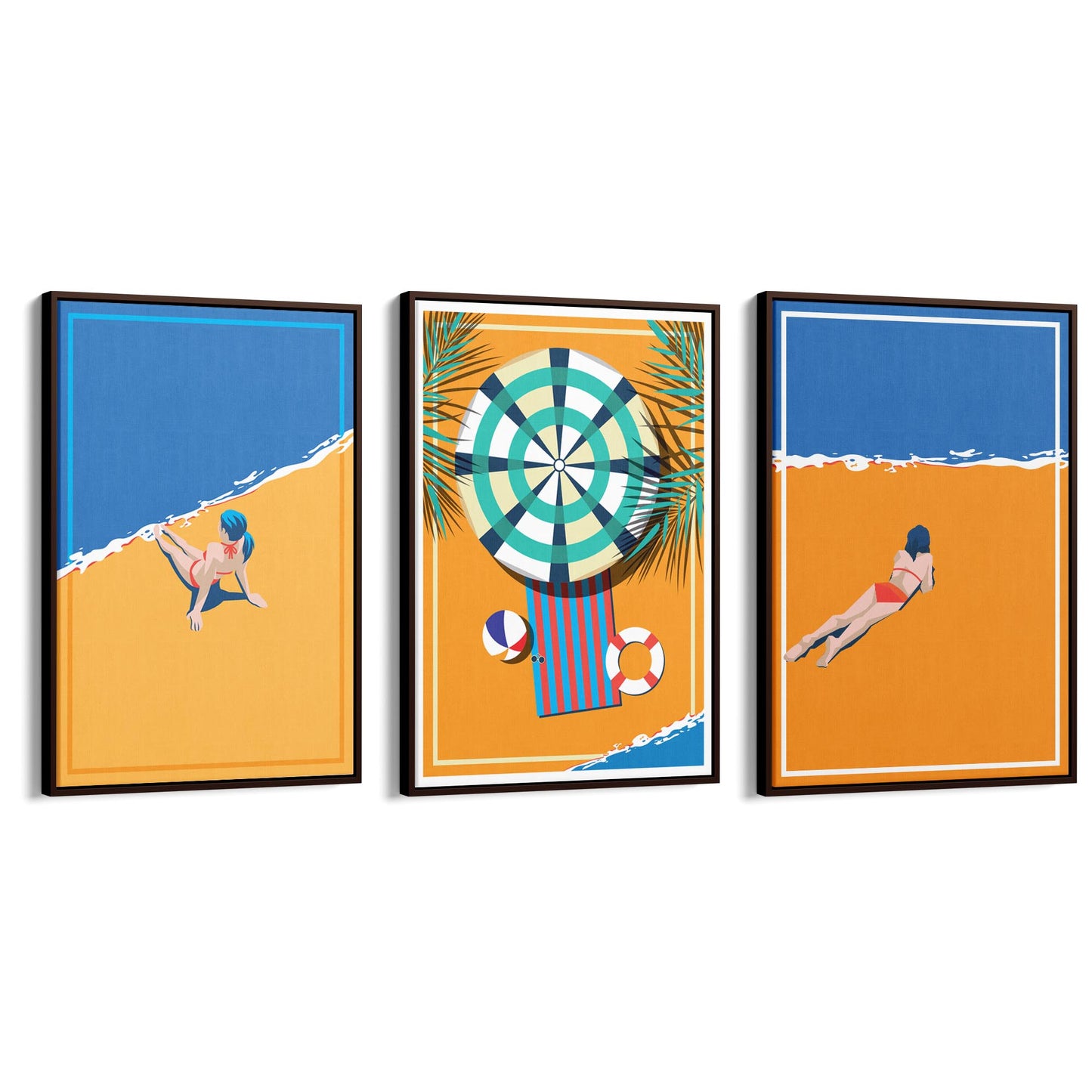 Set of Retro Beach Summer Coastal Wall Art #1 - The Affordable Art Company