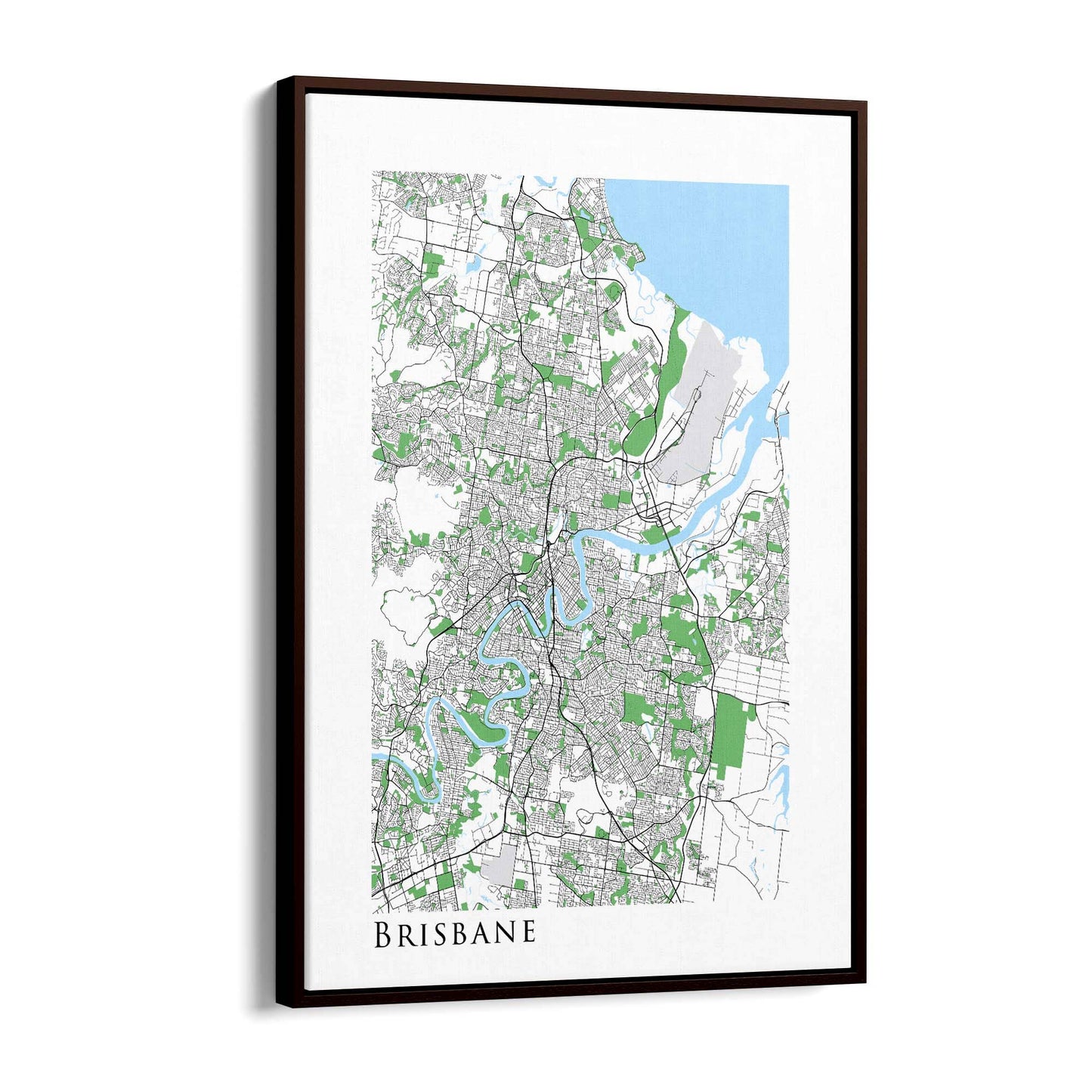 Minimal Brisbane Map Modern Queensland Wall Art - The Affordable Art Company