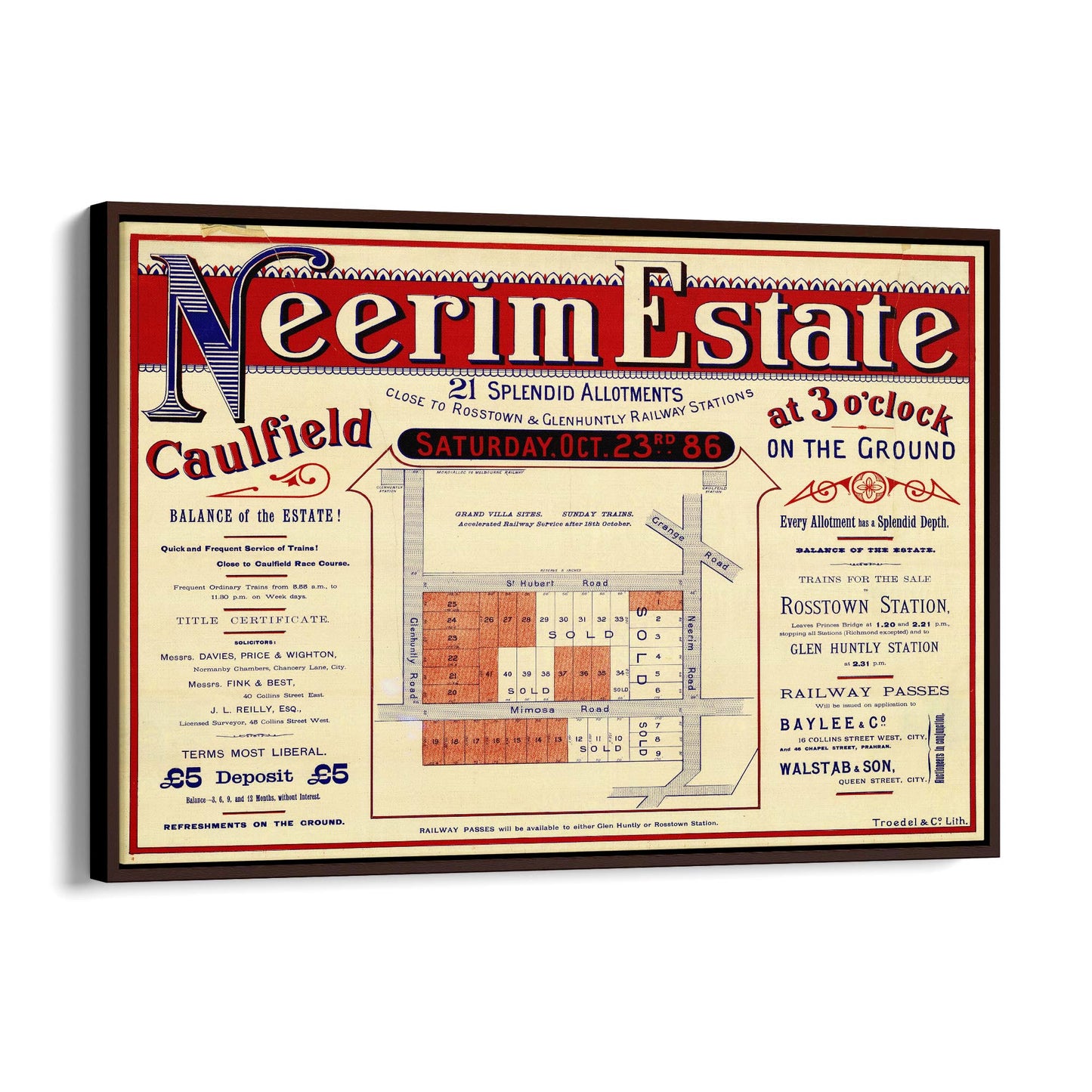 Caulfield Melbourne Vintage Real Estate Advert Art #1 - The Affordable Art Company