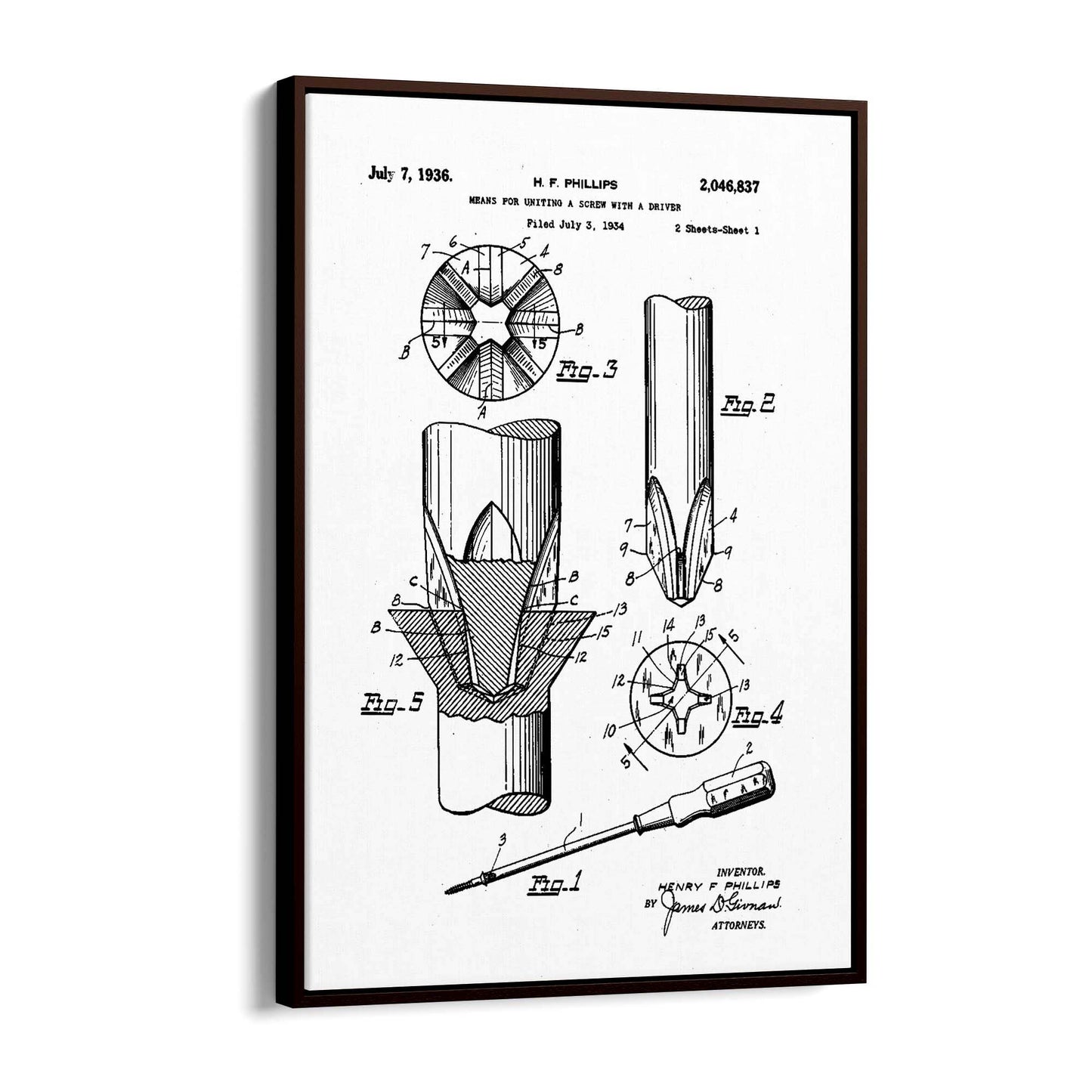 Vintage Phillips Screwdriver Patent Garage Wall Art #2 - The Affordable Art Company