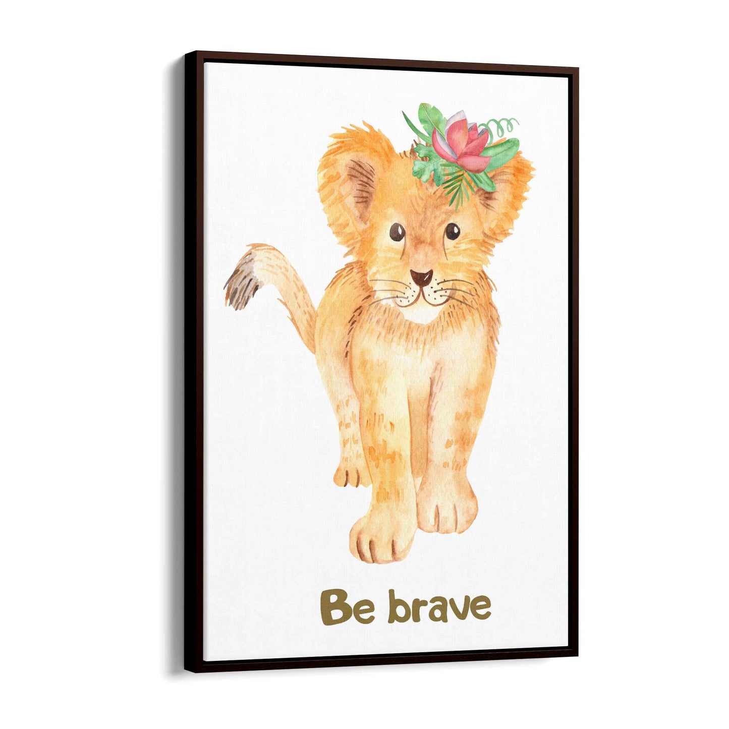 Cartoon Lion "Be Brave" Quote Nursery Wall Art - The Affordable Art Company