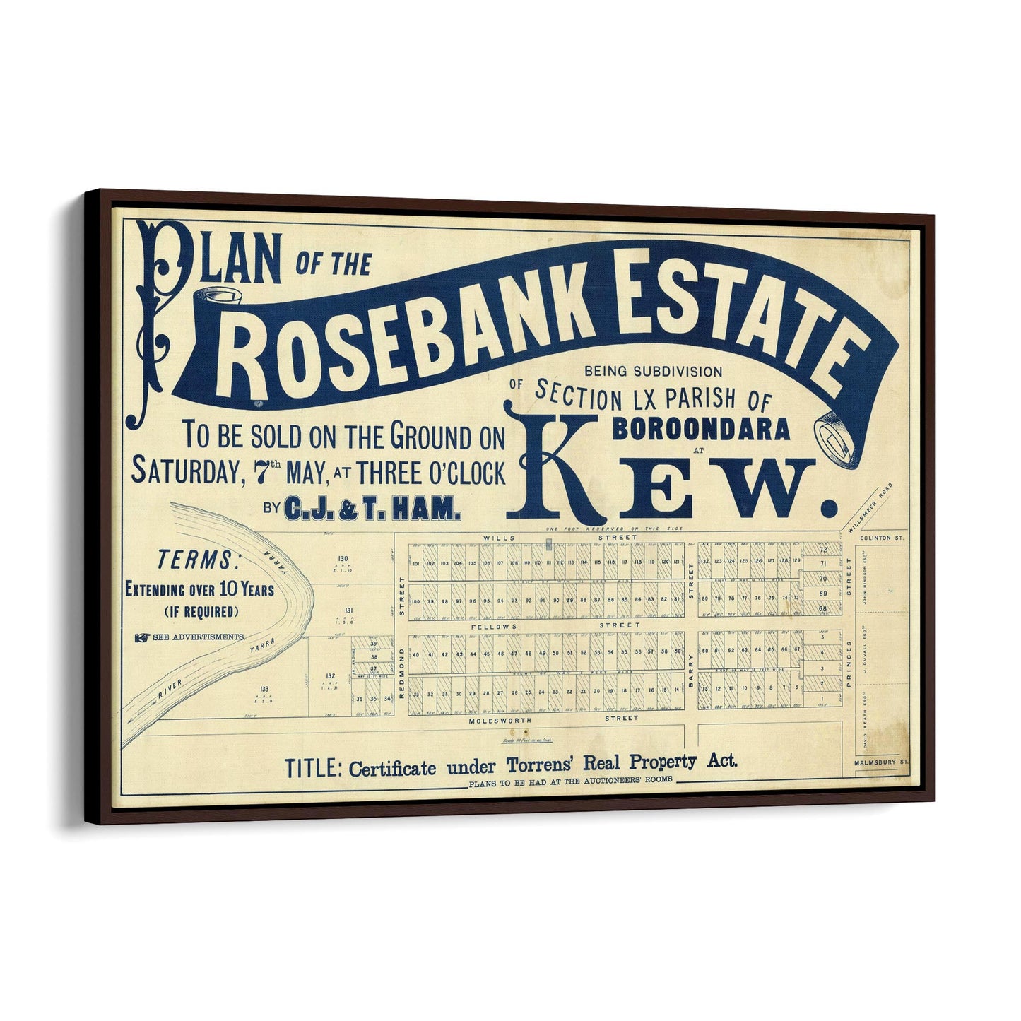 Kew Melbourne Vintage Real Estate Advert Wall Art #1 - The Affordable Art Company