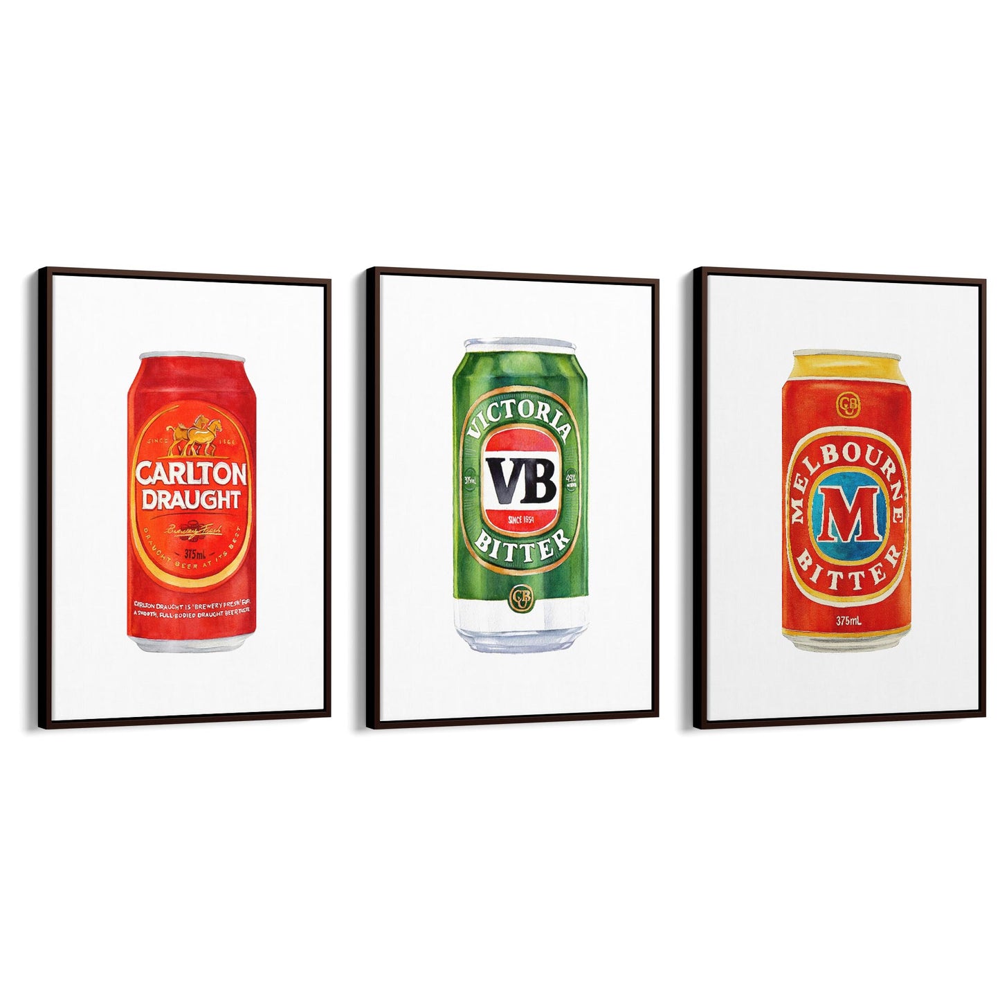 Set of Aussie Beer Tinnie Paintings Shed Wall Art - The Affordable Art Company