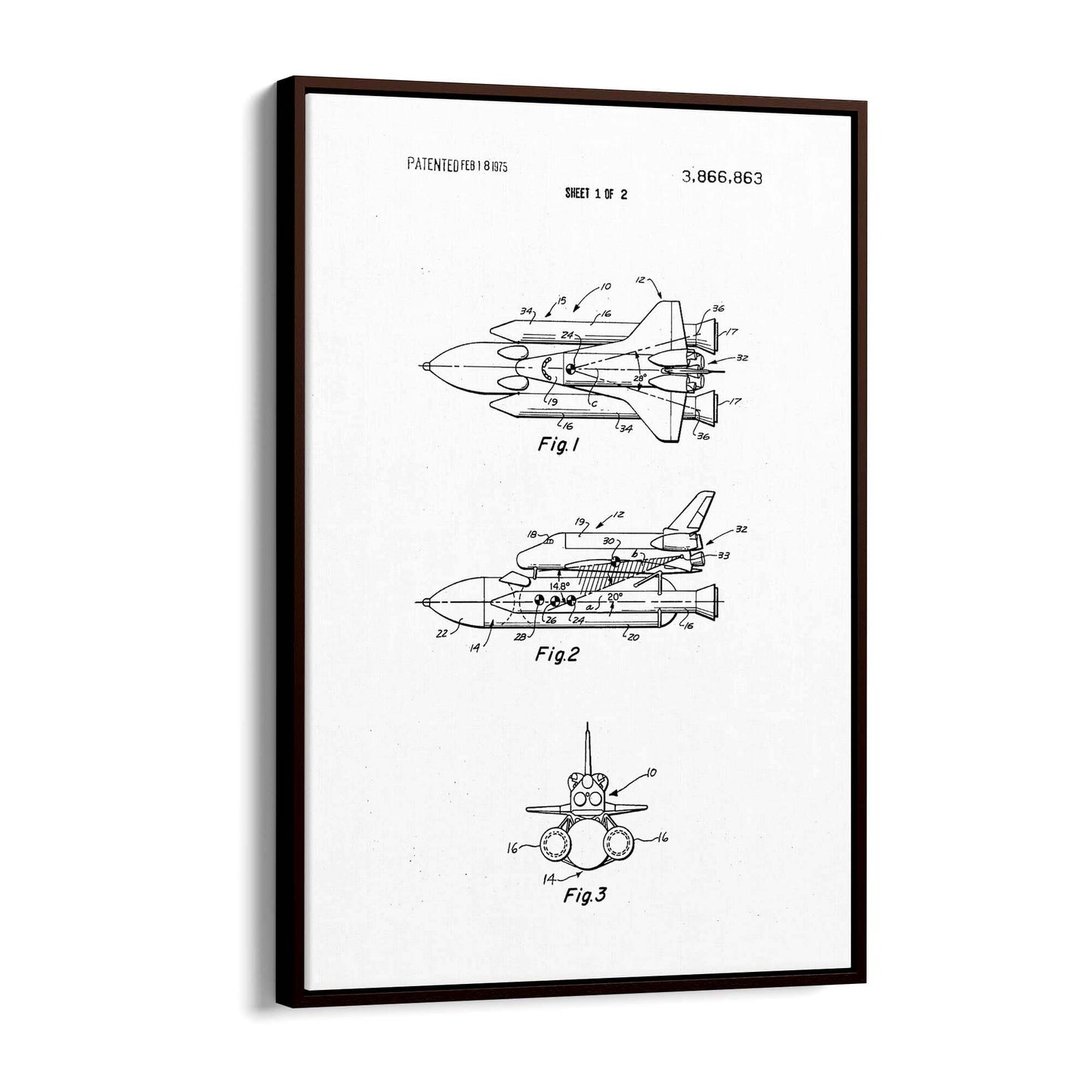 Vintage Space Shuttle Patent Wall Art #2 - The Affordable Art Company