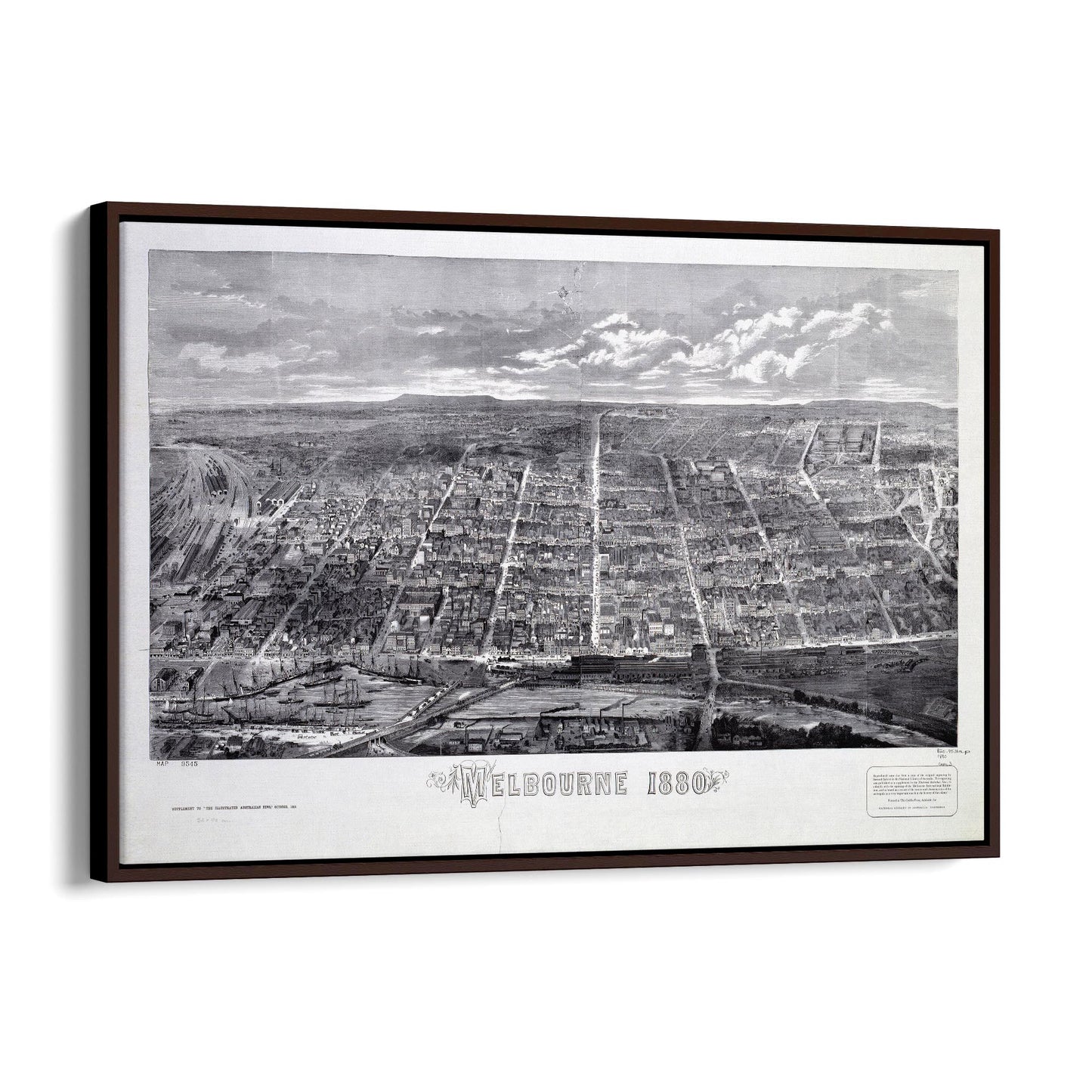 Melbourne City Vintage Drawing Wall Art - The Affordable Art Company