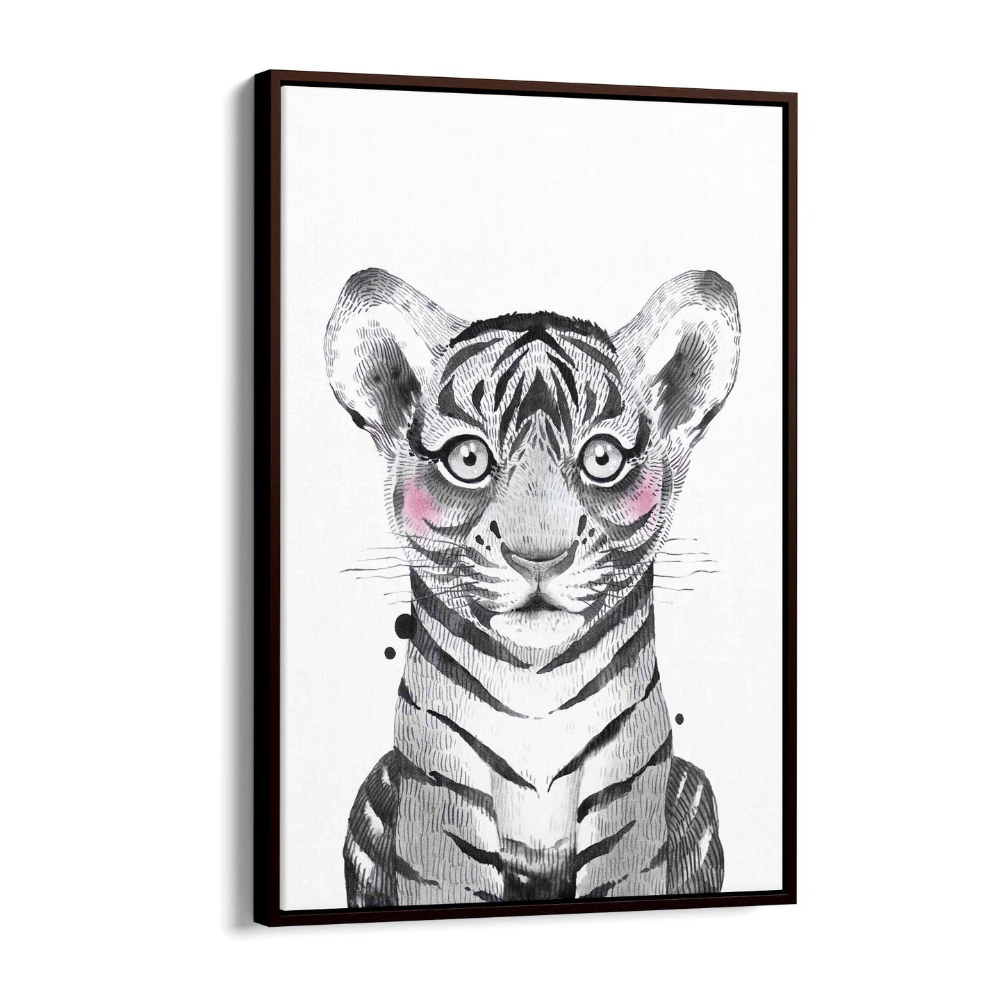 Cute Blushing Baby Tiger Nursery Animal Wall Art - The Affordable Art Company