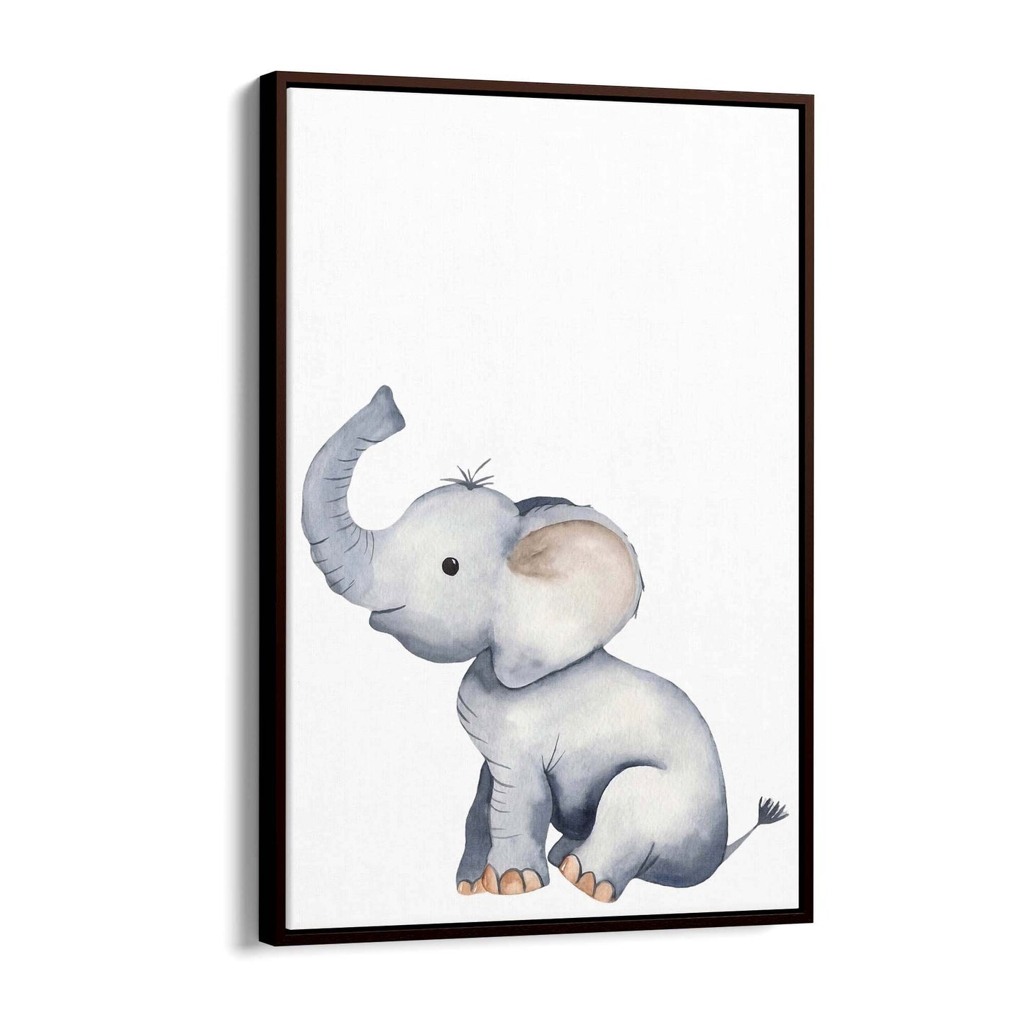 Cartoon Elephant Cute Nursery Baby Animal Wall Art #1 - The Affordable Art Company