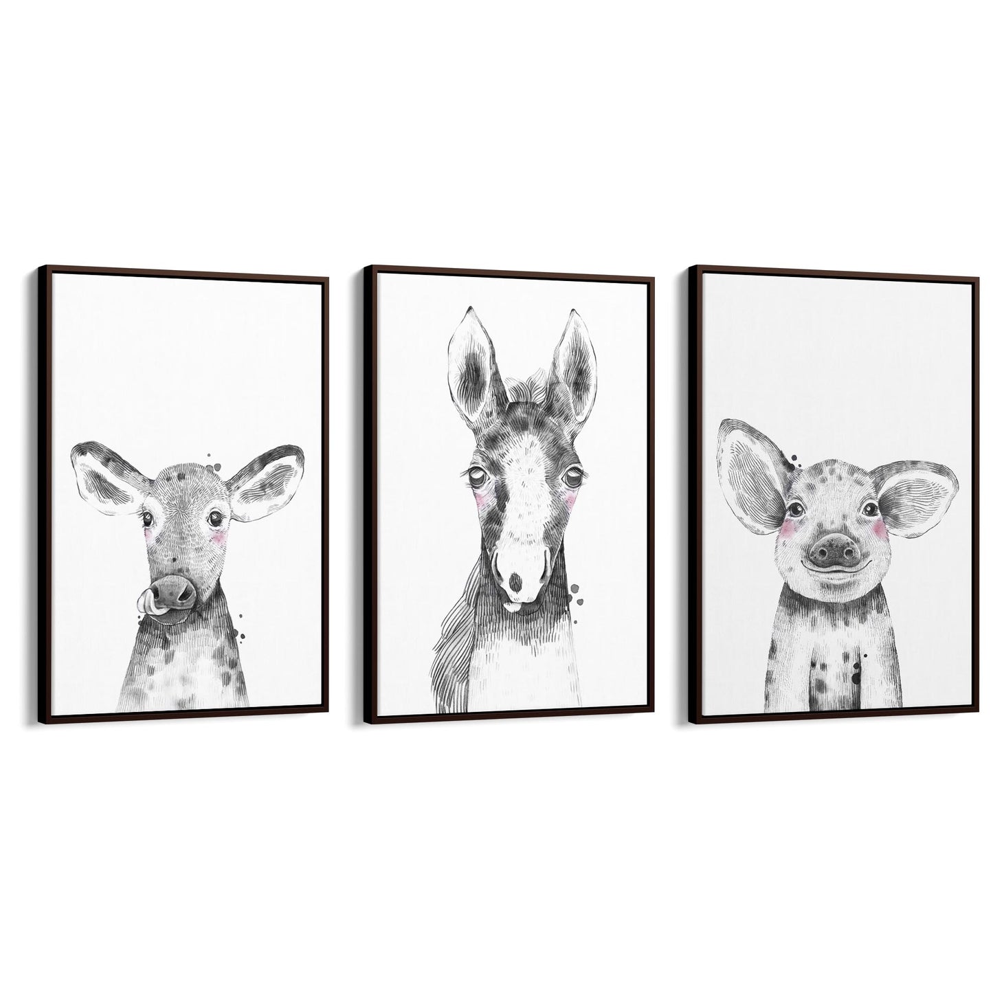 Set of Blushing Farm Animals Nursery Wall Art - The Affordable Art Company
