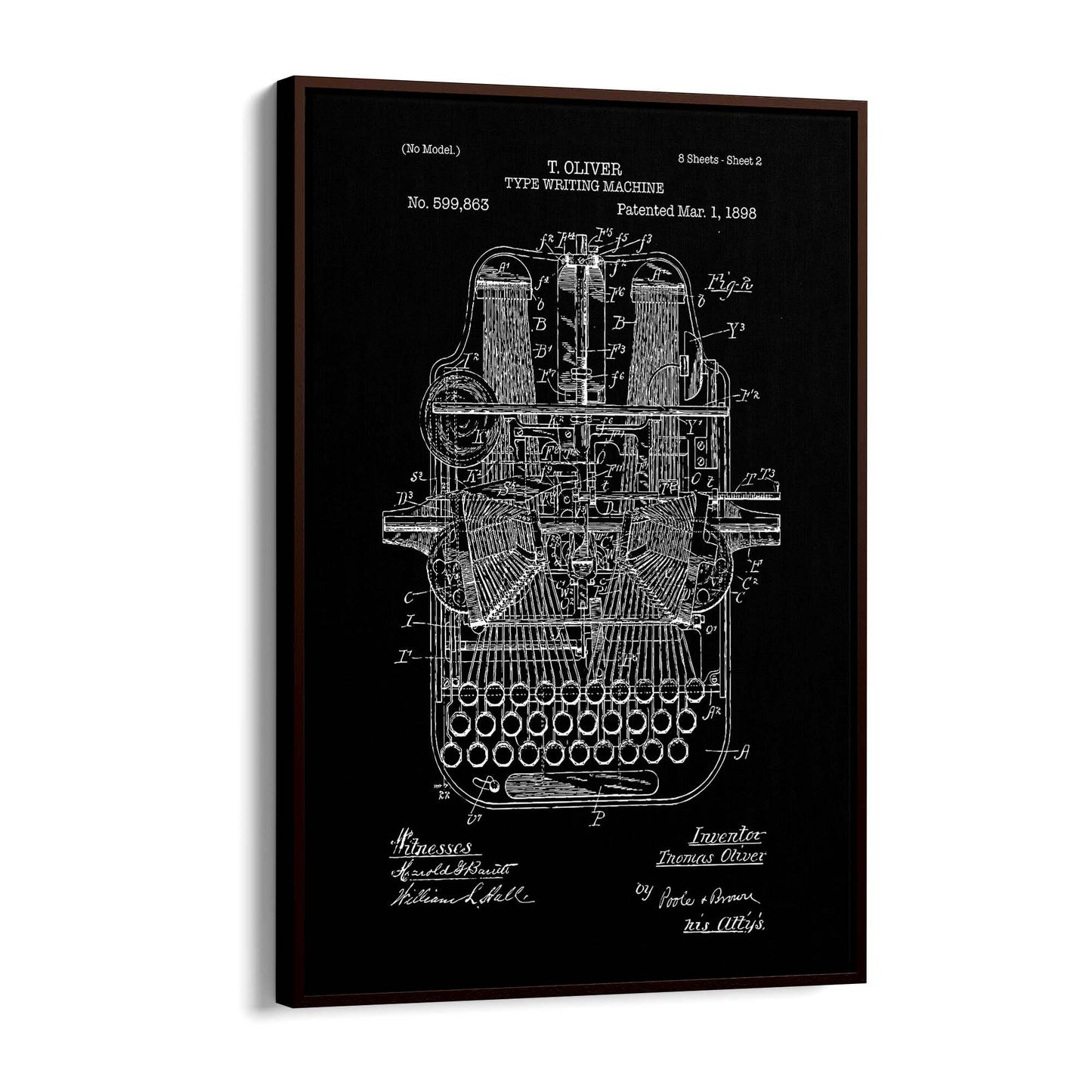 Vintage Typewriter Black Patent Wall Art #1 - The Affordable Art Company