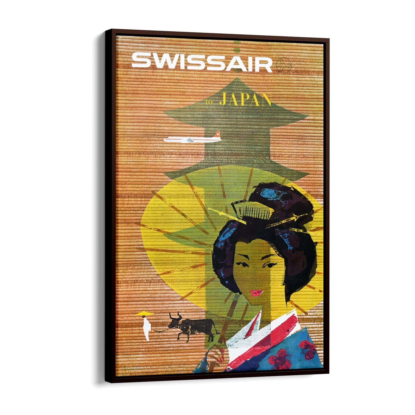 Swissair to Japan Vintage Travel Advert Wall Art - The Affordable Art Company