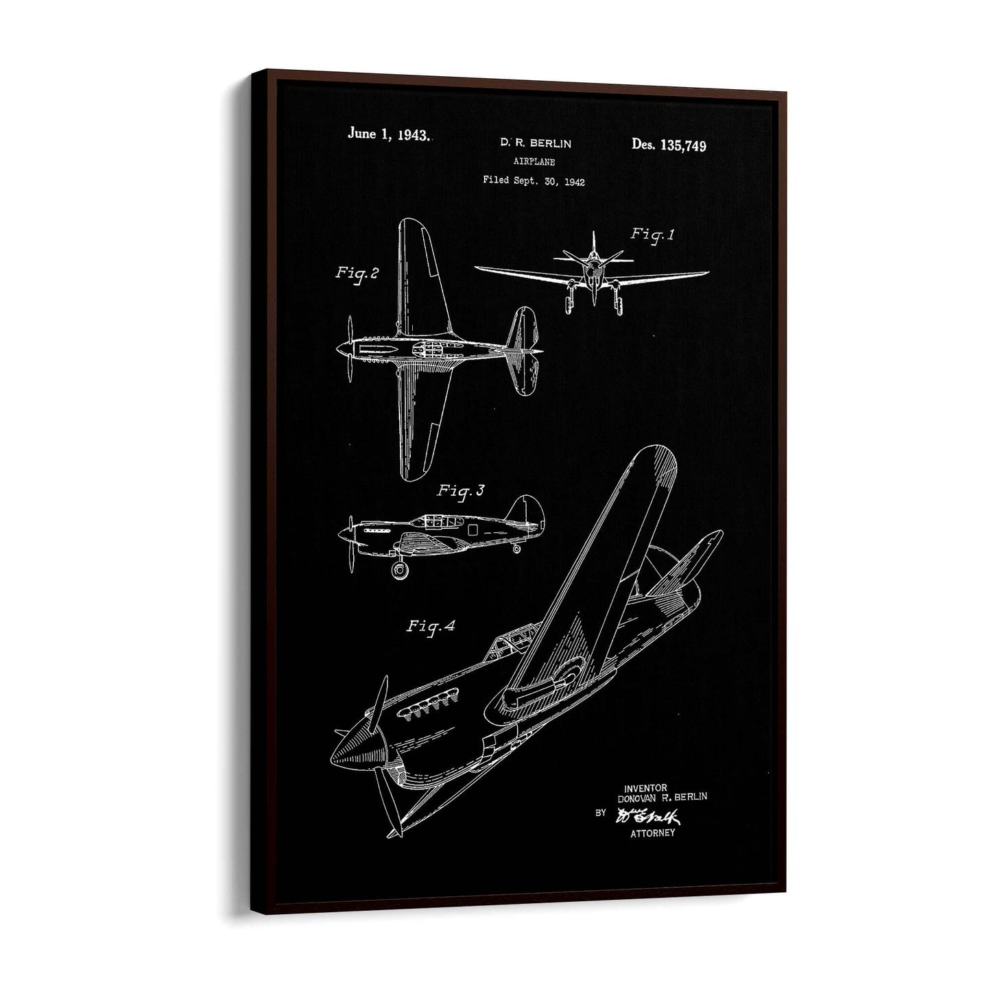 Airplane Patent Vintage Minimal Man Cave Wall Art #6 - The Affordable Art Company