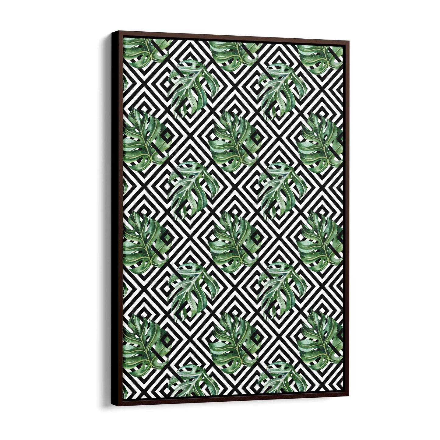 Green Leaves Geometric Nature Wall Art #3 - The Affordable Art Company