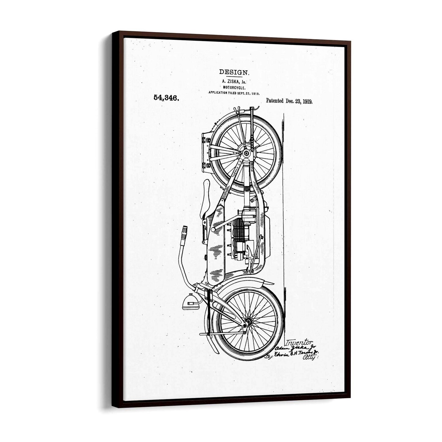 Vintage Motorcycle White Patent Man Cave Wall Art #2 - The Affordable Art Company