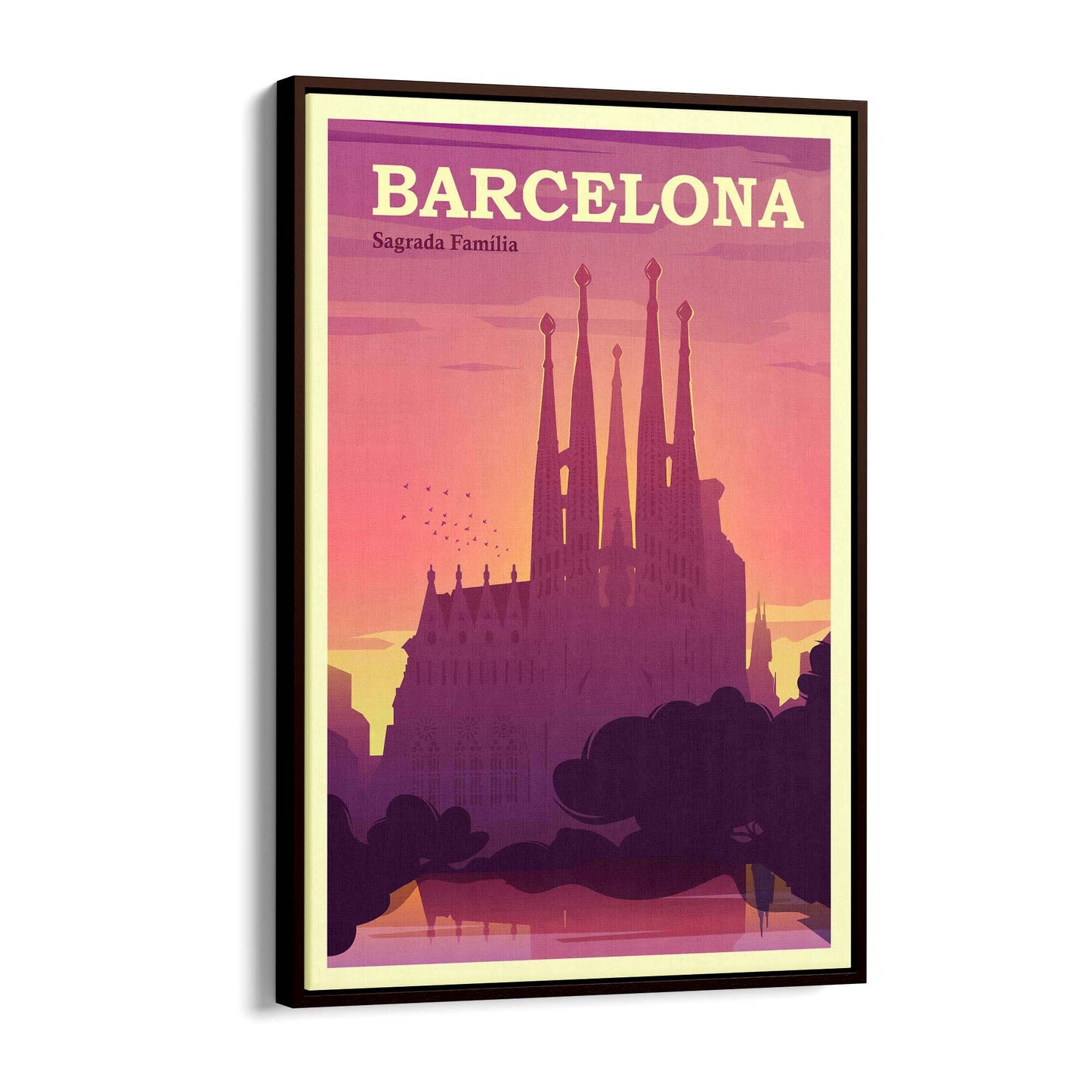 Retro Barcelona Spain Travel Vintage Wall Art - The Affordable Art Company