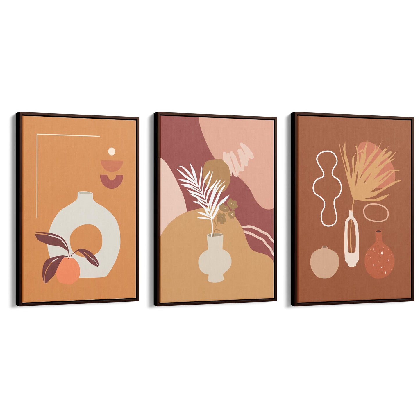 Set of Botanical Abstract Kitchen Hallway Wall Art - The Affordable Art Company