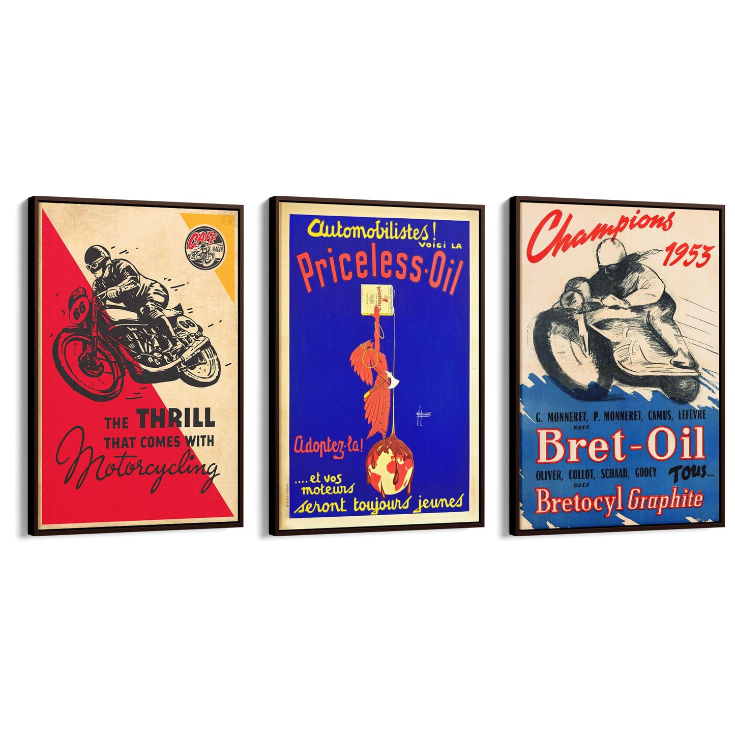 Set of Vintage Motorcycle Advert Man Cave Wall Art #2 - The Affordable Art Company