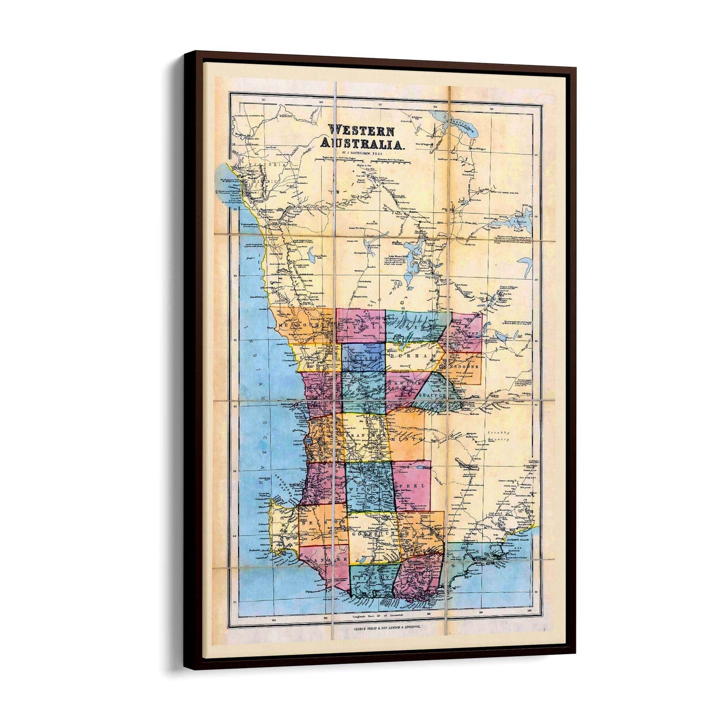 Western Australia Vintage Map Perth Wall Art - The Affordable Art Company