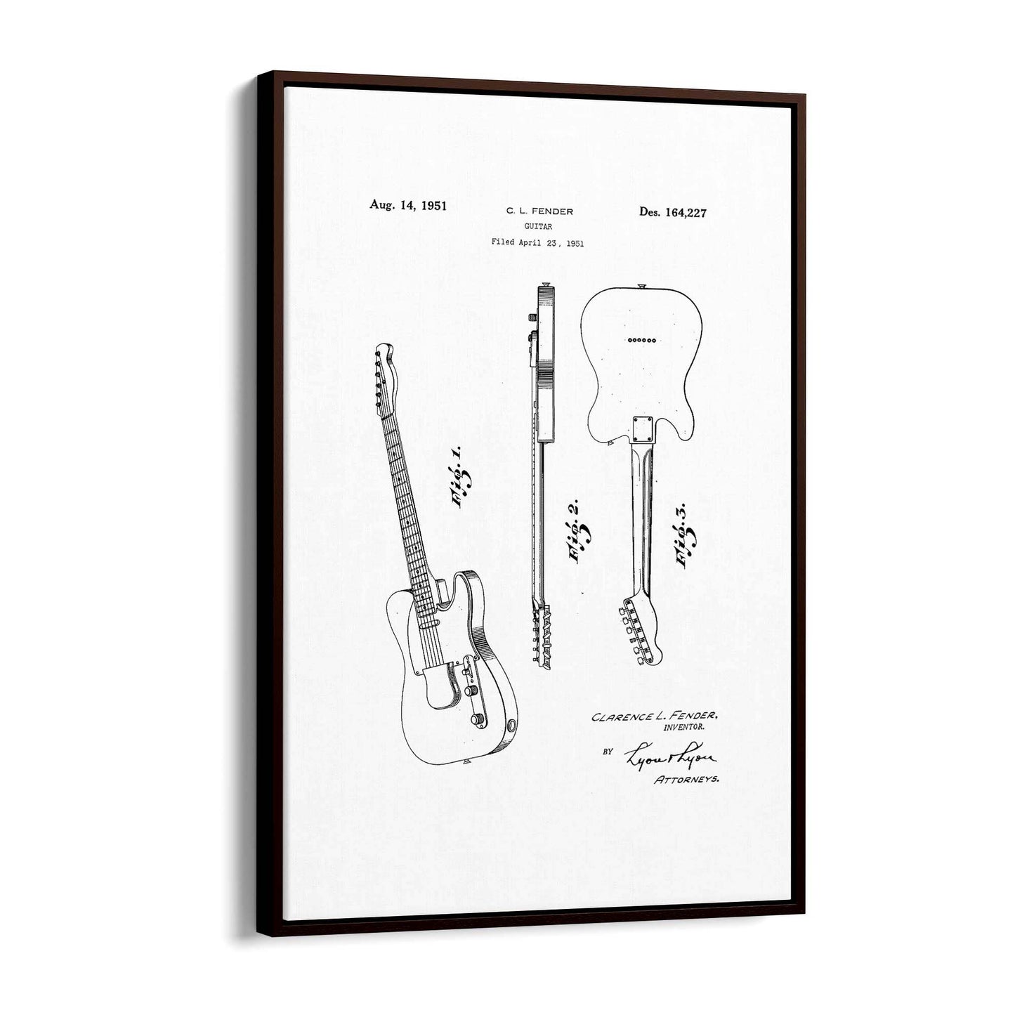 Vintage Telecaster Guitar White Patent Wall Art #2 - The Affordable Art Company