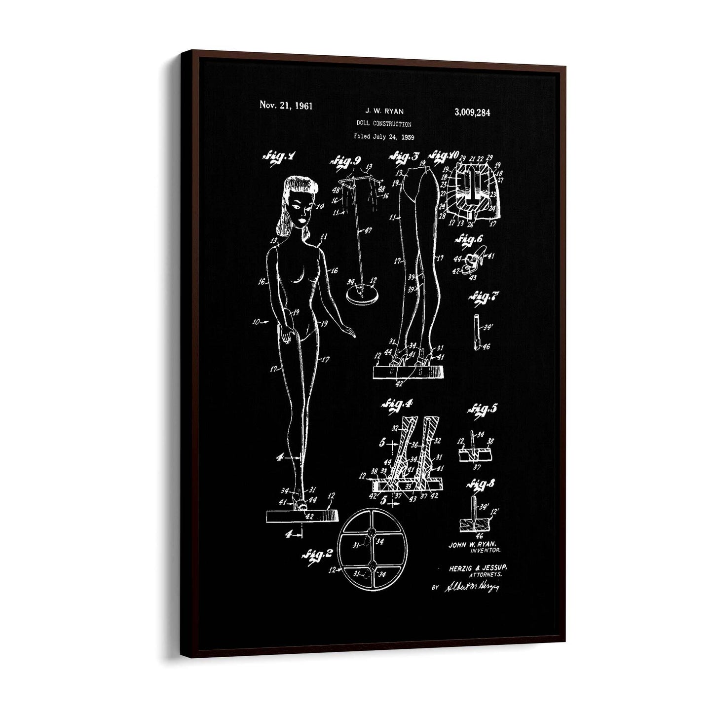 Vintage Barbie Doll Toy Patent Old Style Wall Art #1 - The Affordable Art Company