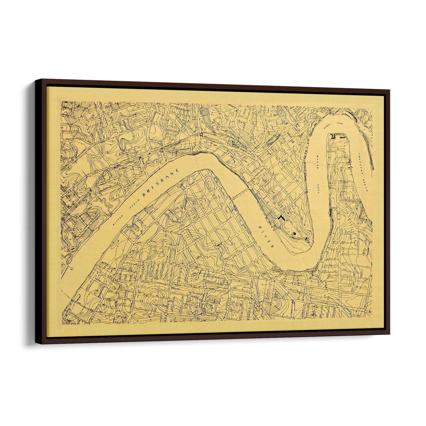 Brisbane Queensland Vintage Map Wall Art - The Affordable Art Company