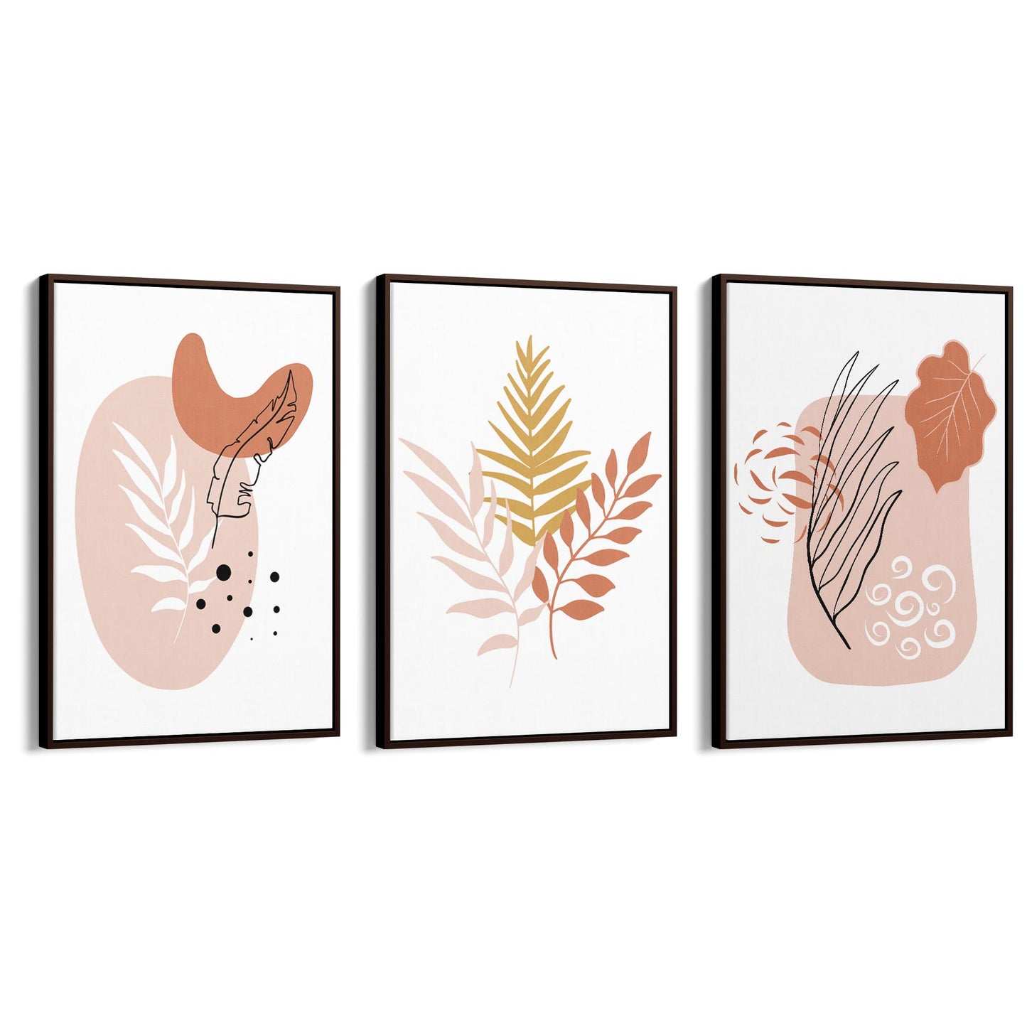 Set of Minimal Pink Plant Drawings Wall Art - The Affordable Art Company