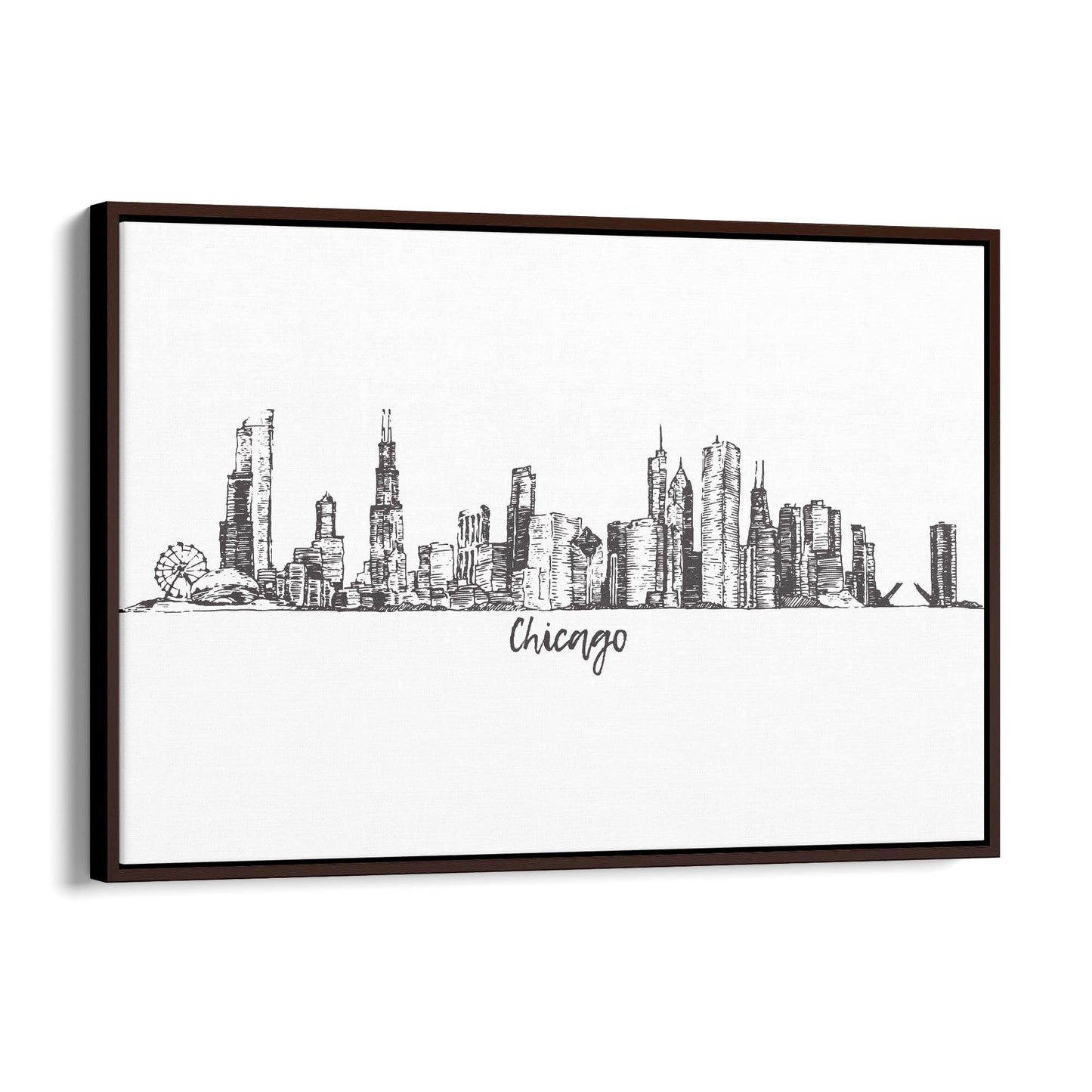 Chicago, USA Minimal Cityscape Drawing Wall Art - The Affordable Art Company