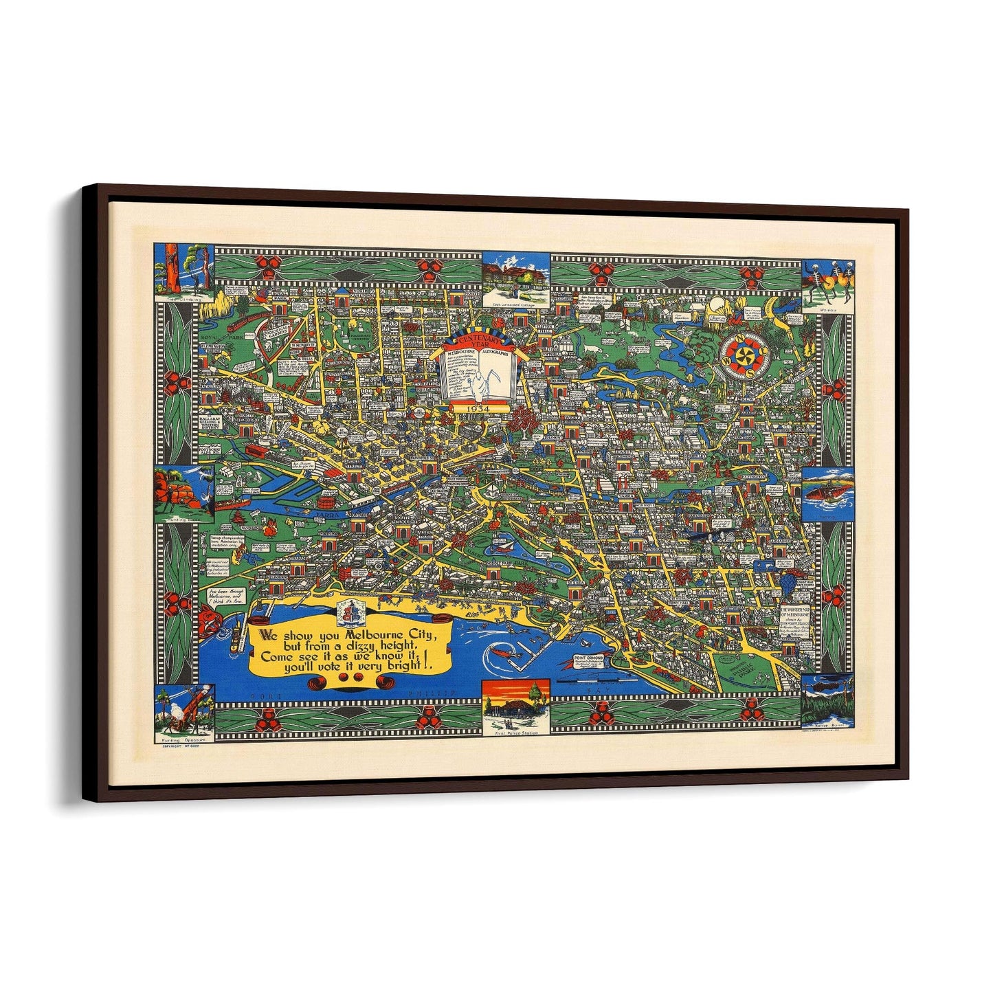 Vintage Melbourne Cartoon Map Wall Art - The Affordable Art Company