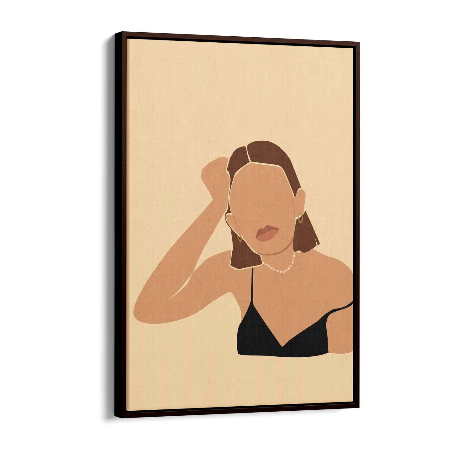 Abstract Brunette Girl Fashion Bedroom Wall Art - The Affordable Art Company