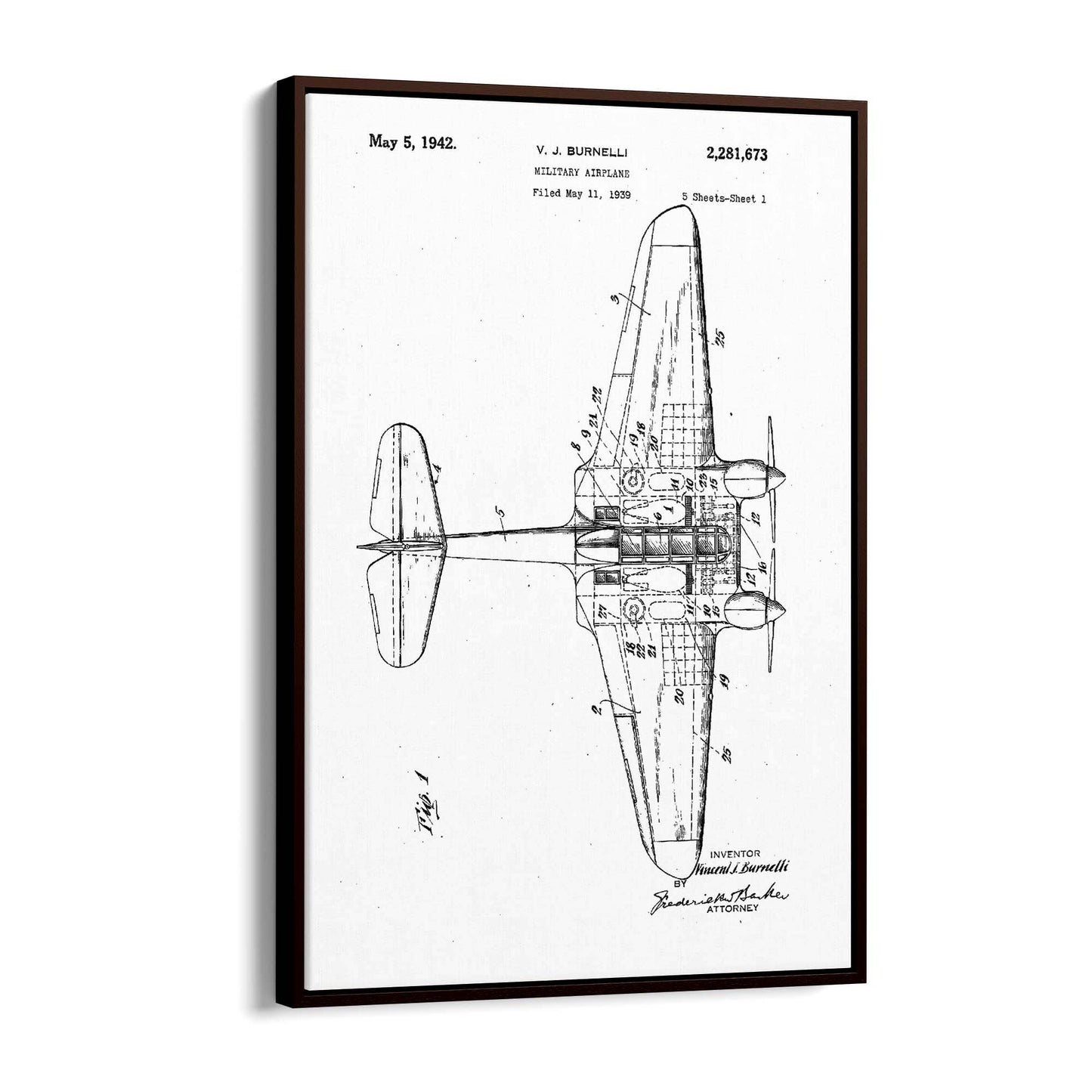 Airplane Patent Vintage Minimal Man Cave Wall Art #5 - The Affordable Art Company